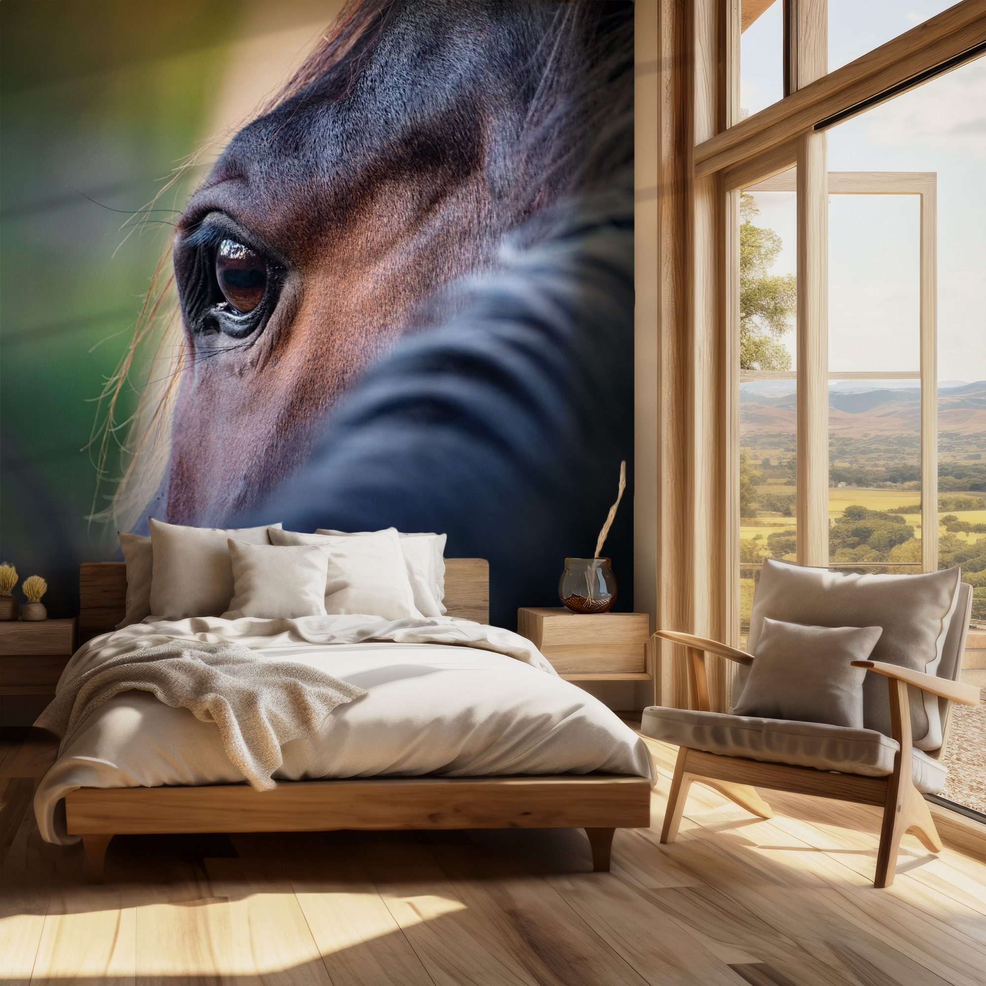 Fotobehang Close-up Paardenoog