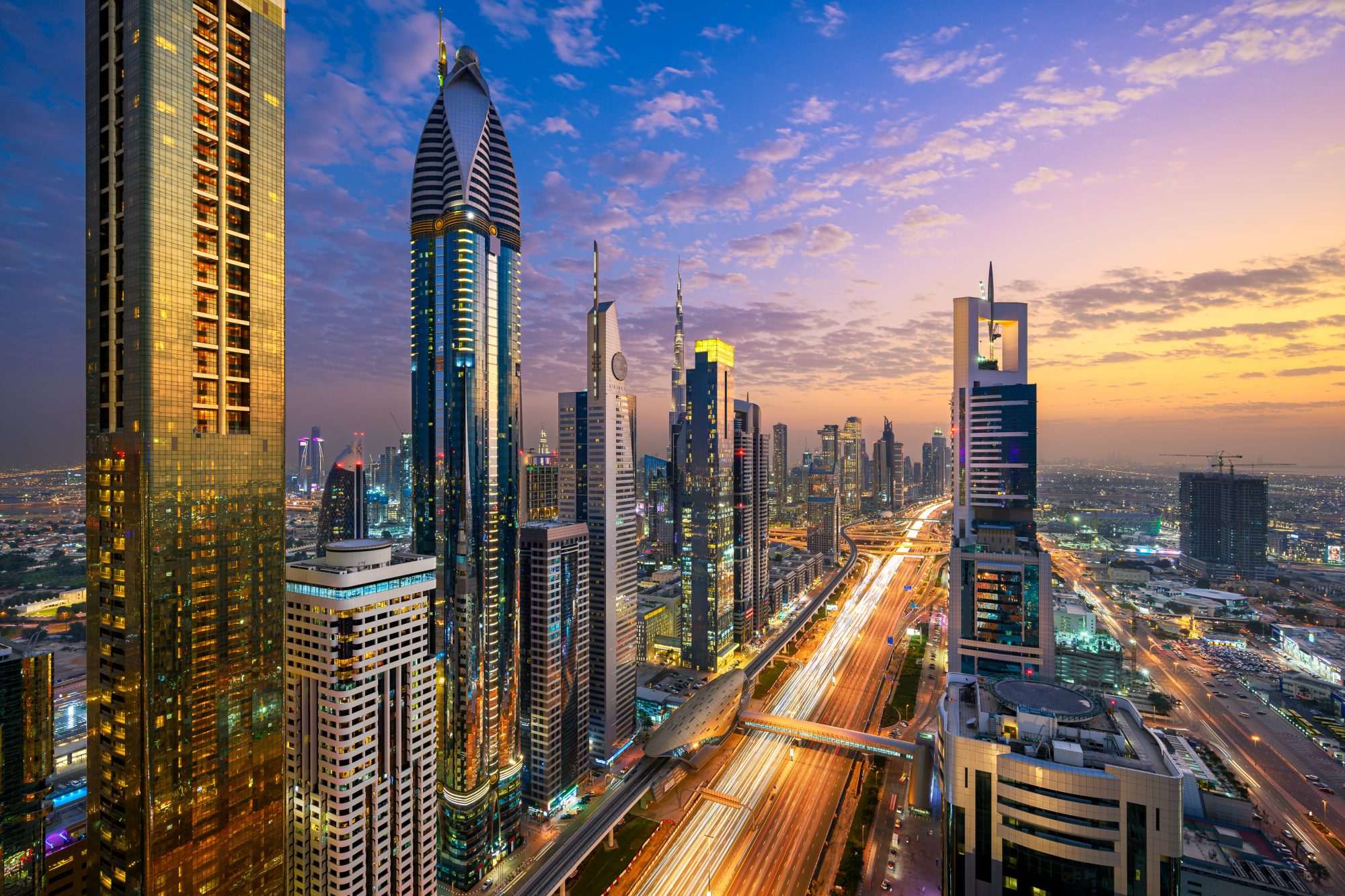 Dubai, Dubai skyline, moderne architectuur, waterfront, wolkenkrabbers, Verenigde Arabische Emiraten, stadsgezicht, fotobehang Dubai - Afbeelding 2