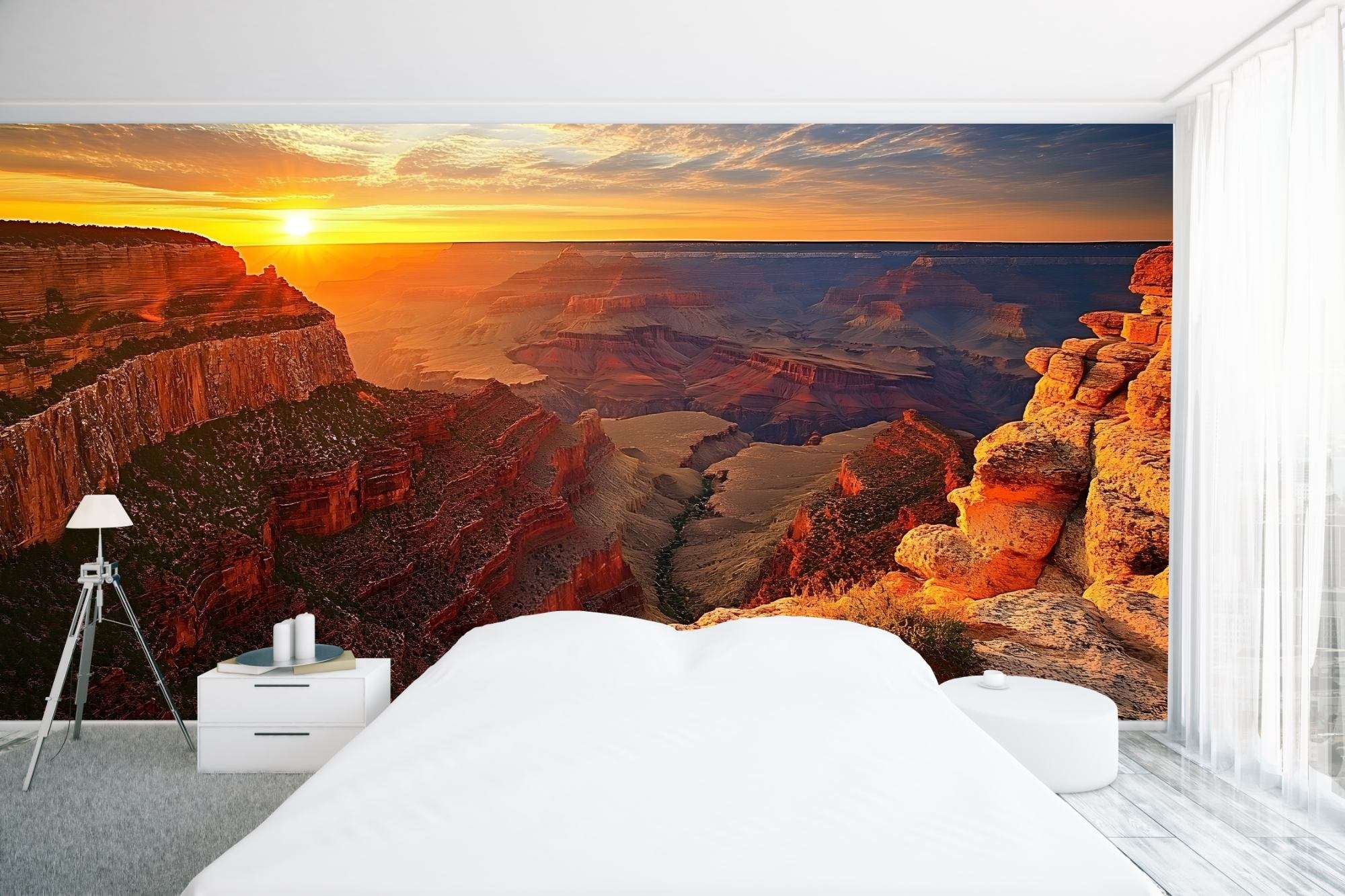 Fotobehang Grand Canyon Panorama bij Zonsondergang