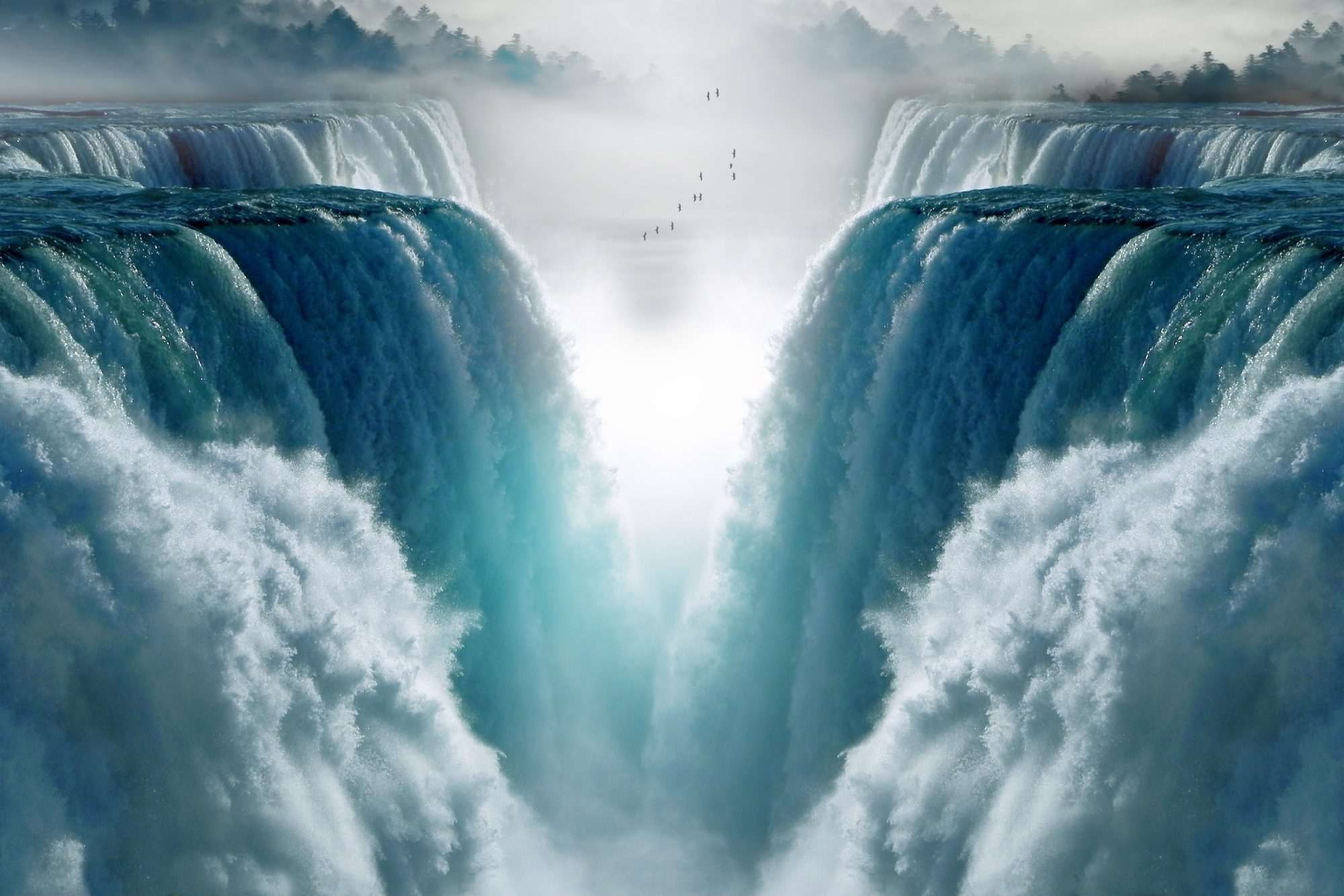 Fotobehang Monumentale Symmetrische Waterval - Afbeelding 2