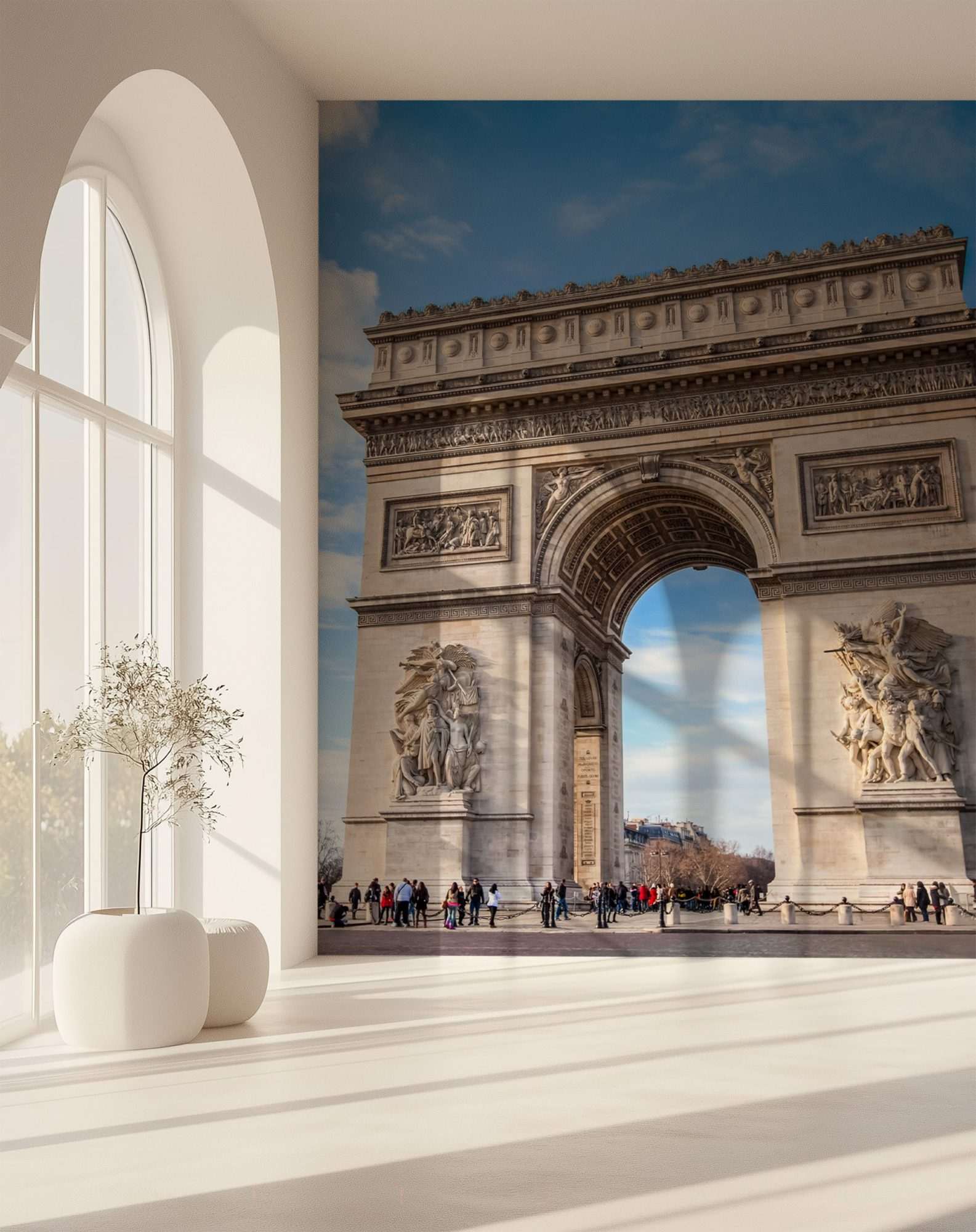 Fotobehang Parijs Arc de Triomphe onder Blauwe Lucht
