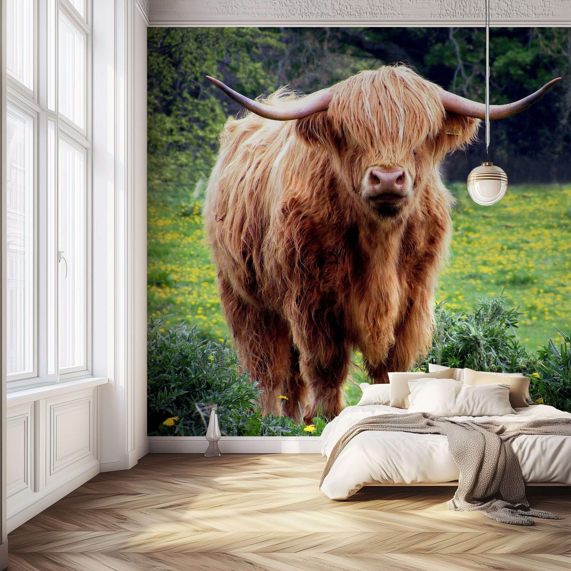 Fotobehang Schotse Hooglander in Weiland
