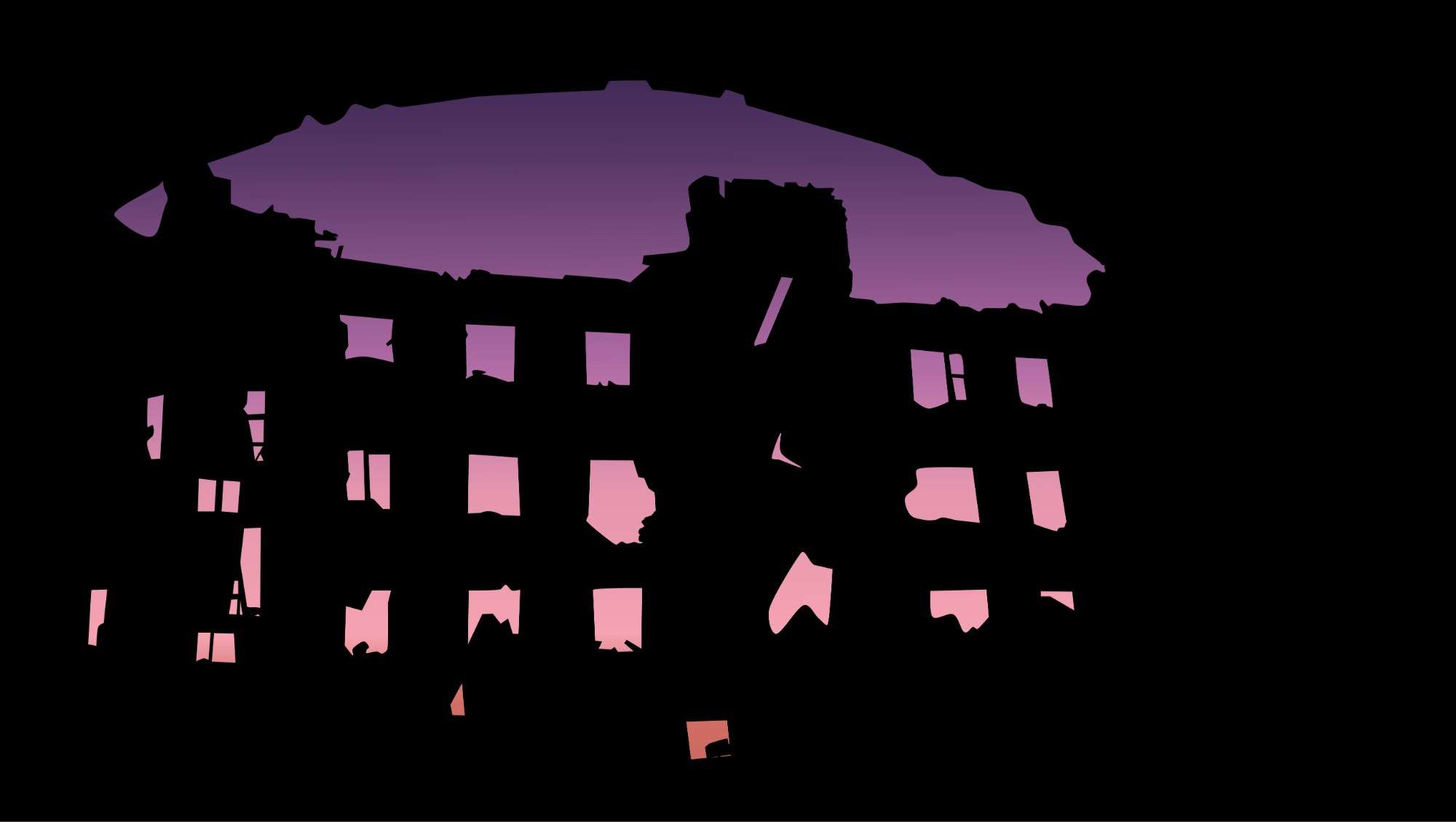 Fotobehang Silhouet van Verlaten Theater - Afbeelding 2