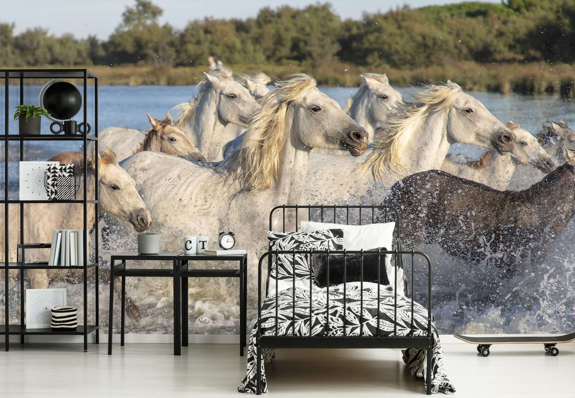 Fotobehang Wilde Paarden in het Water