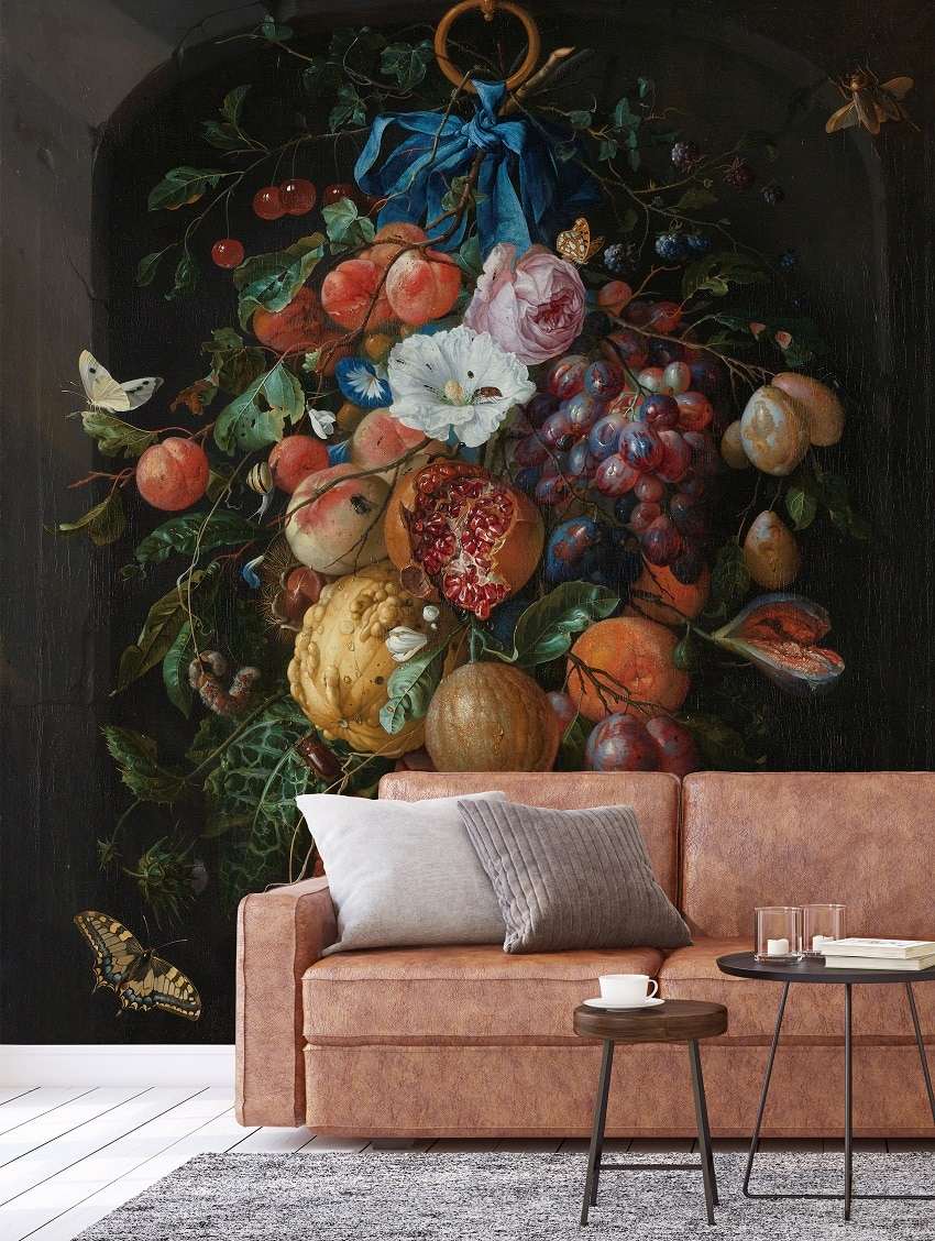 Fotobehang Festoen van Vruchten en Bloemen van Jan Davidsz. de Heem uit het Rijksmuseum - Afbeelding 3