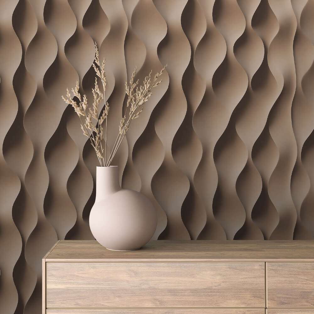 Fotobehang 3D Golvend Patroon Beige