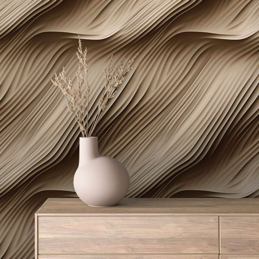 Fotobehang 3D Golvende Structuur Houtkleur