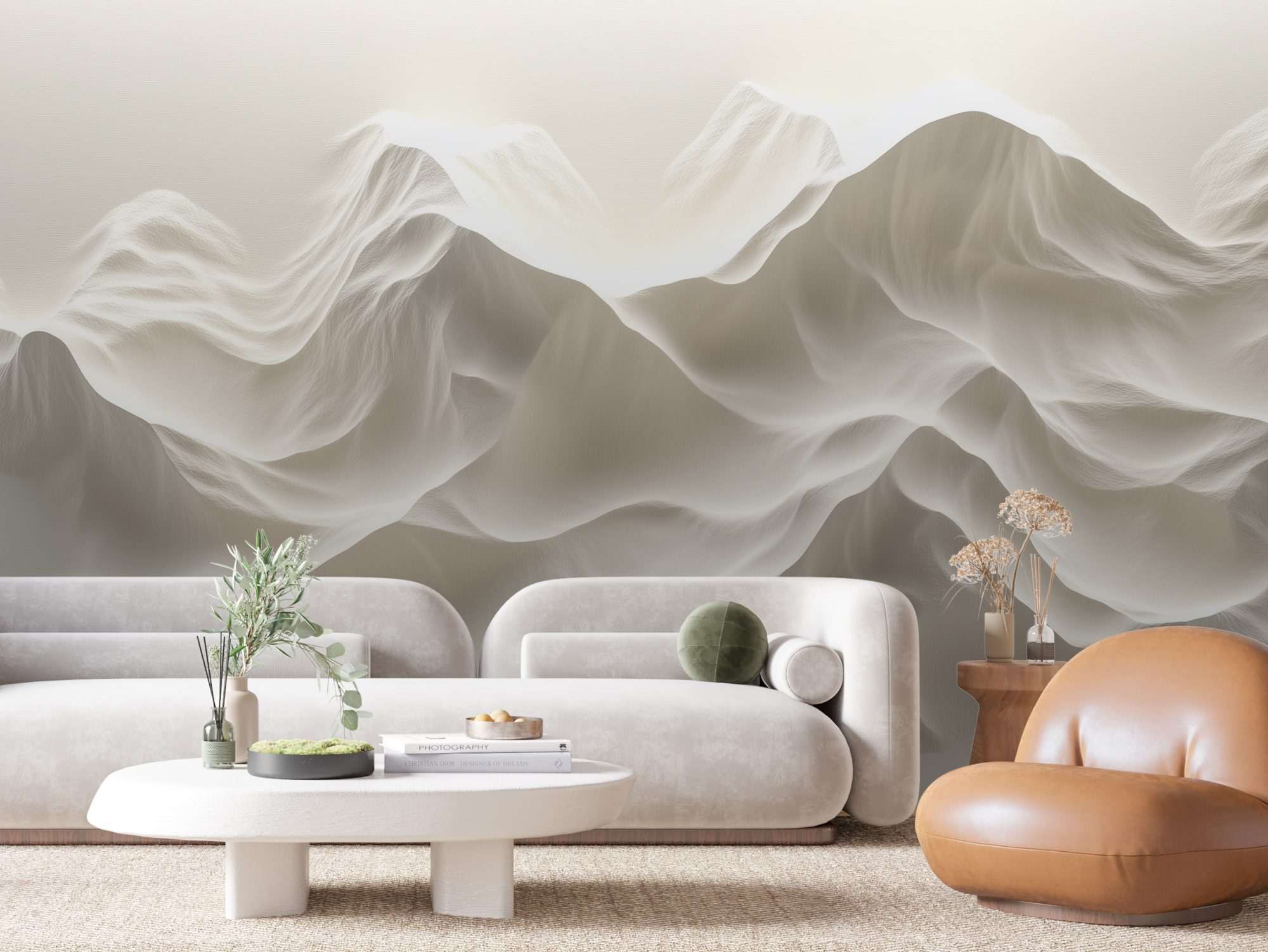 Fotobehang Abstract Witte 3D Golfstructuur