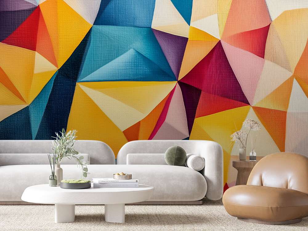 Fotobehang Abstracte Kleurrijke Polygonkunst