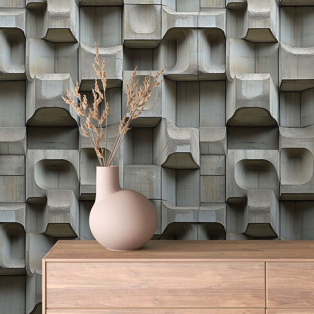 Fotobehang Abstracte Betonstructuur met Organisch Reliëf