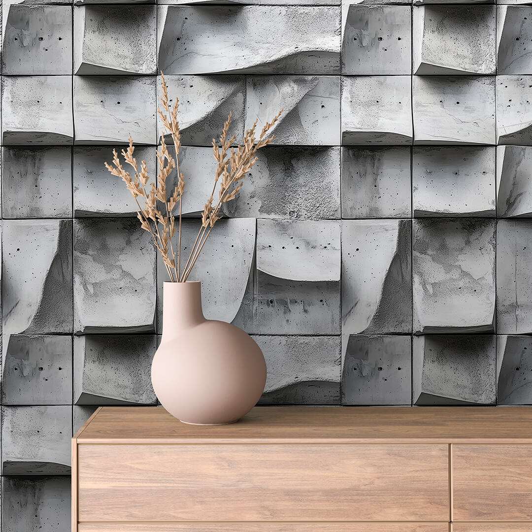 Fotobehang Betonpanelen met Golvend Reliëf