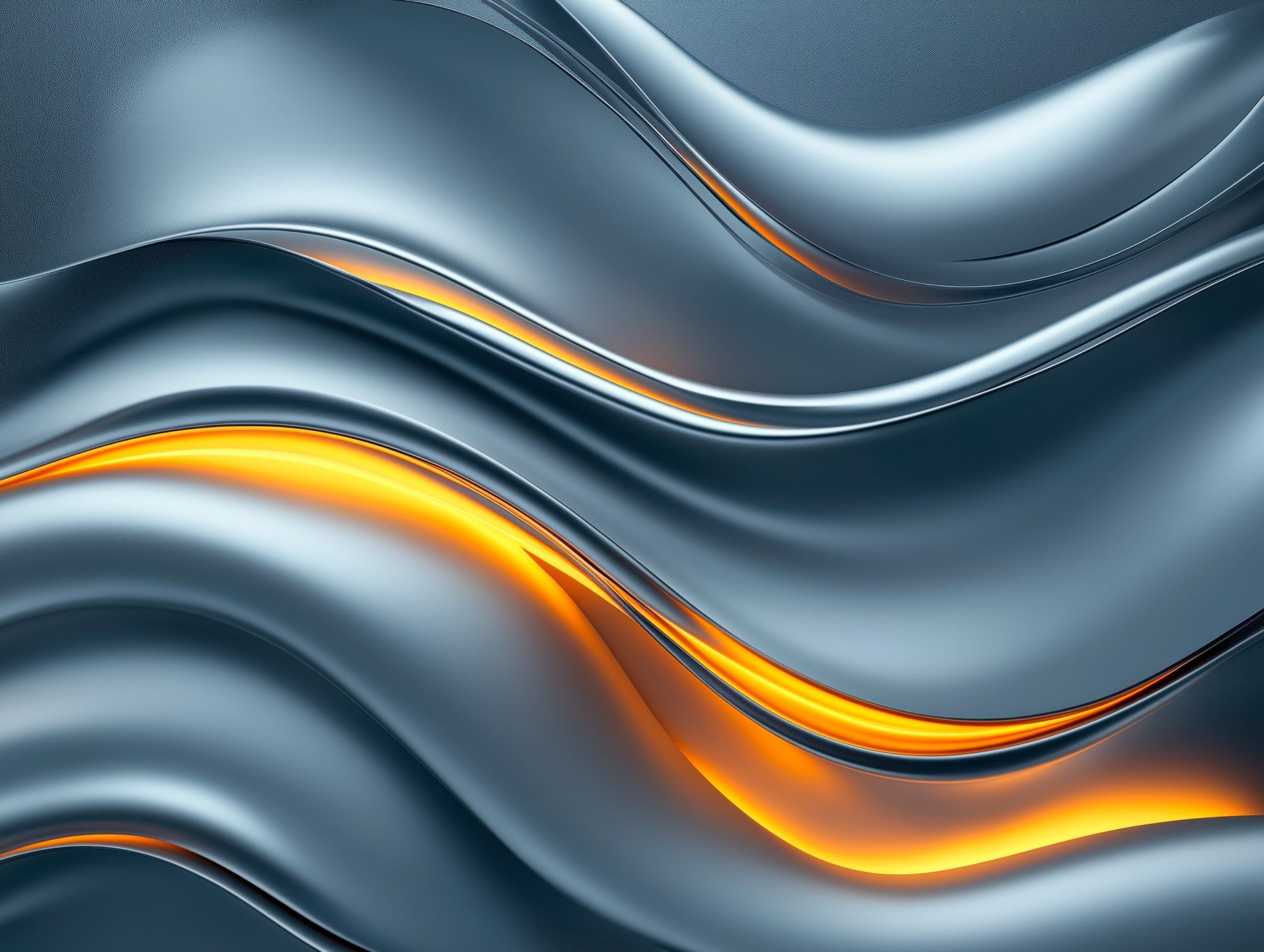 Fotobehang Blauw Gouden Abstracte Golven - Afbeelding 2