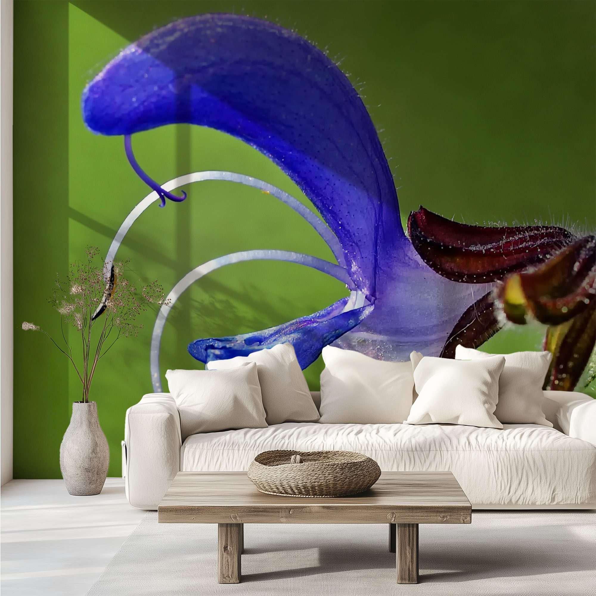 Fotobehang Blauwe Salie Bloem Macro