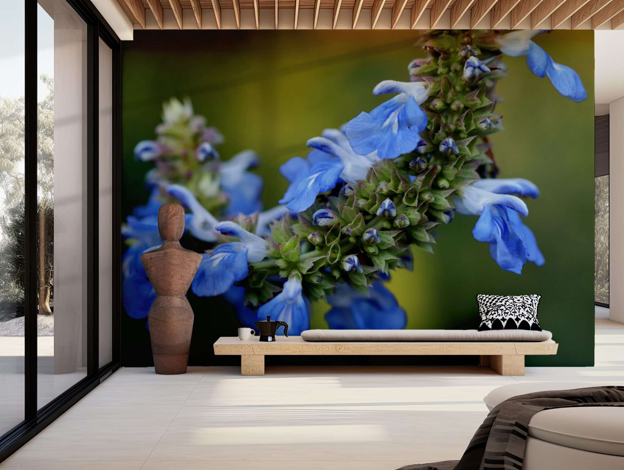 Fotobehang Blauwe Salie Bloemen Close-up