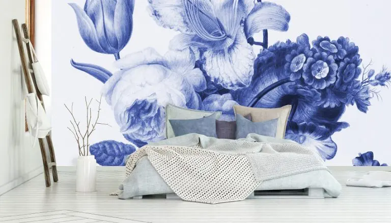 Fotobehang Delfts Blauw Boeket met Klassieke Bloemen