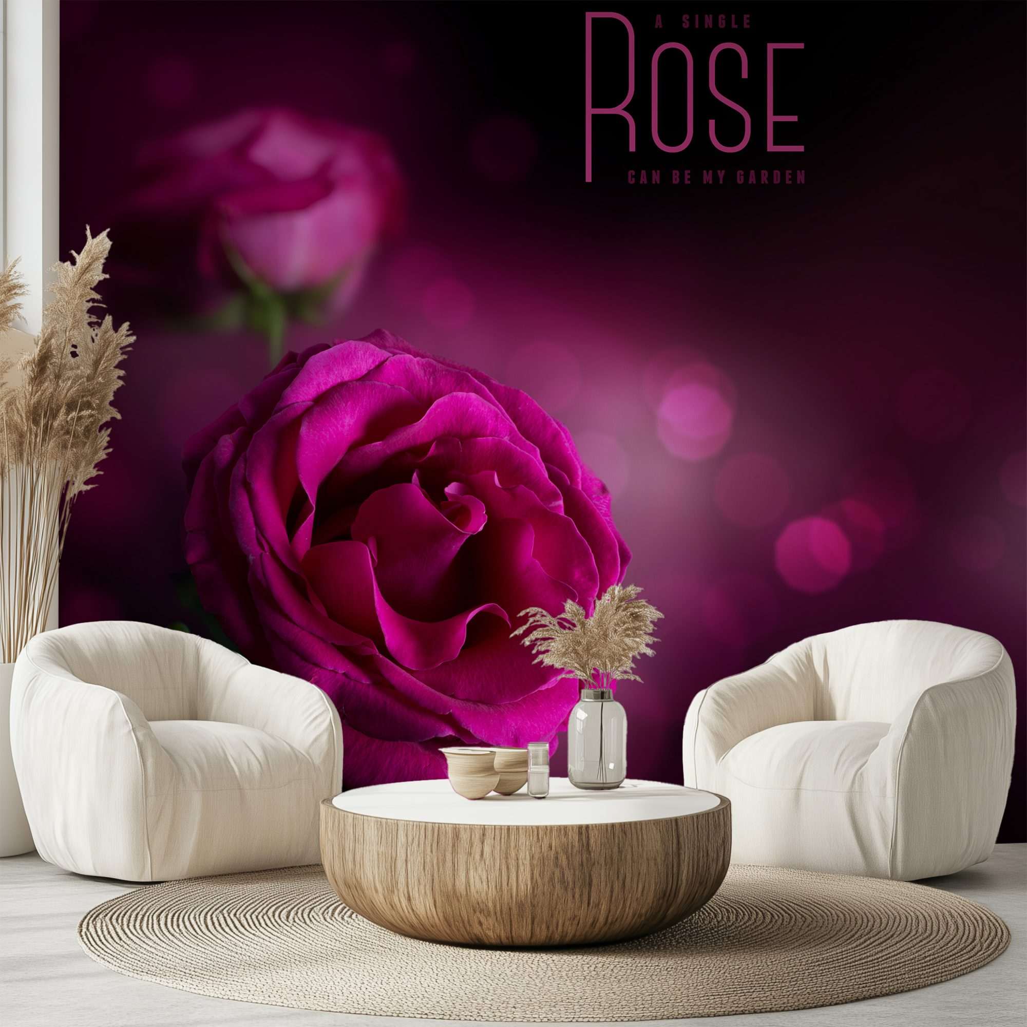 Fotobehang Donker Roze Roos met Bokeh Licht