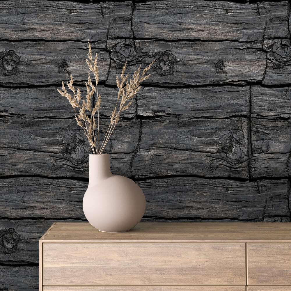 Fotobehang Donkere Houten Planken met Rustieke Structuur