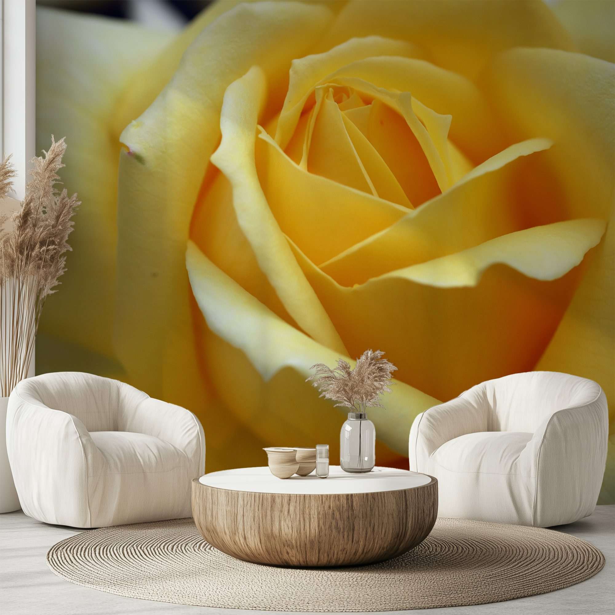 Fotobehang Gele Roos Champagne Elegance