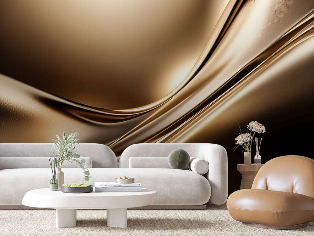 Fotobehang Gouden Abstracte Golfstructuur