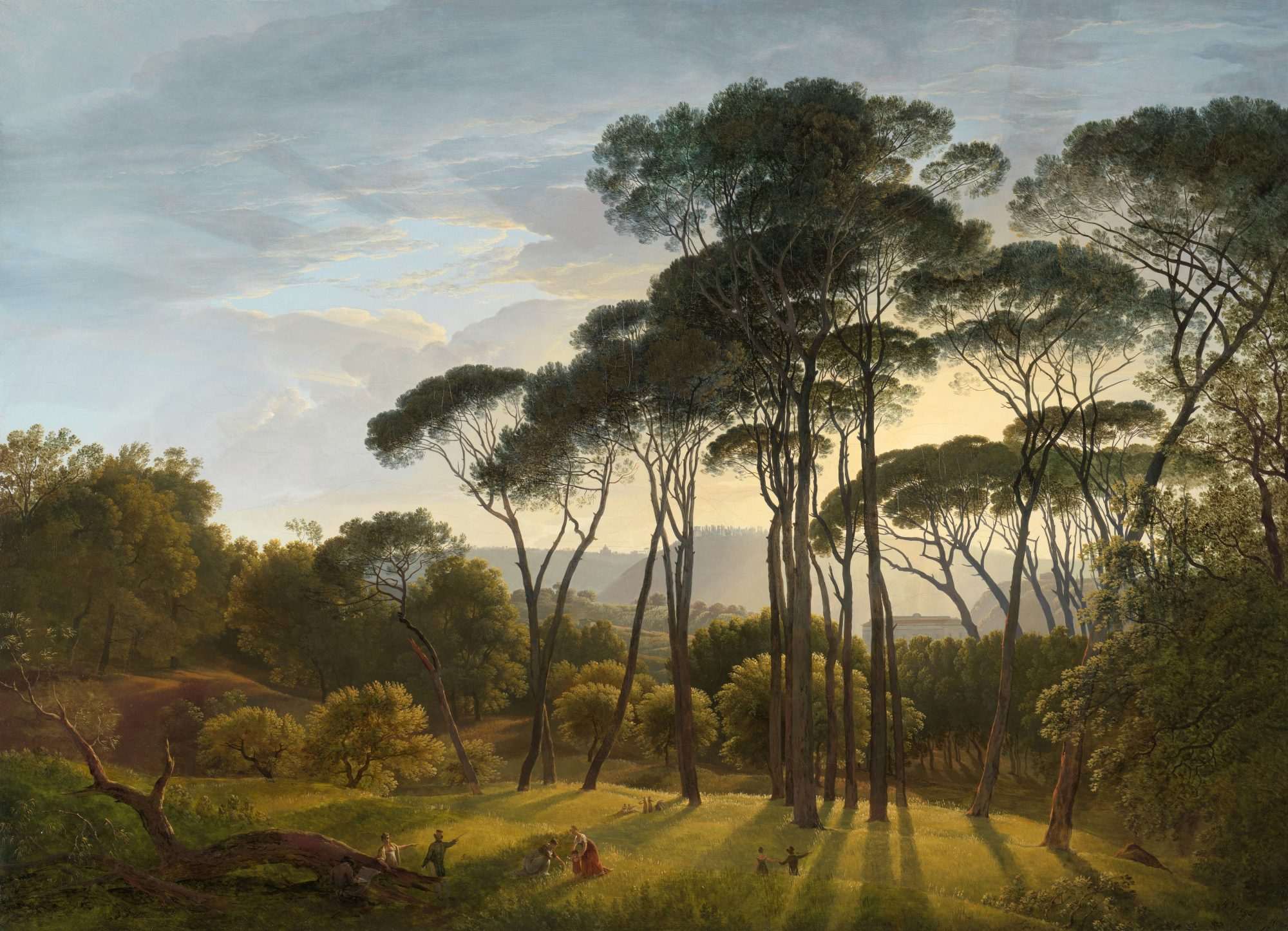 Fotobehang Italiaans Landschap met Parasoldennen van Hendrik Voogd uit het Rijksmuseum - Afbeelding 2