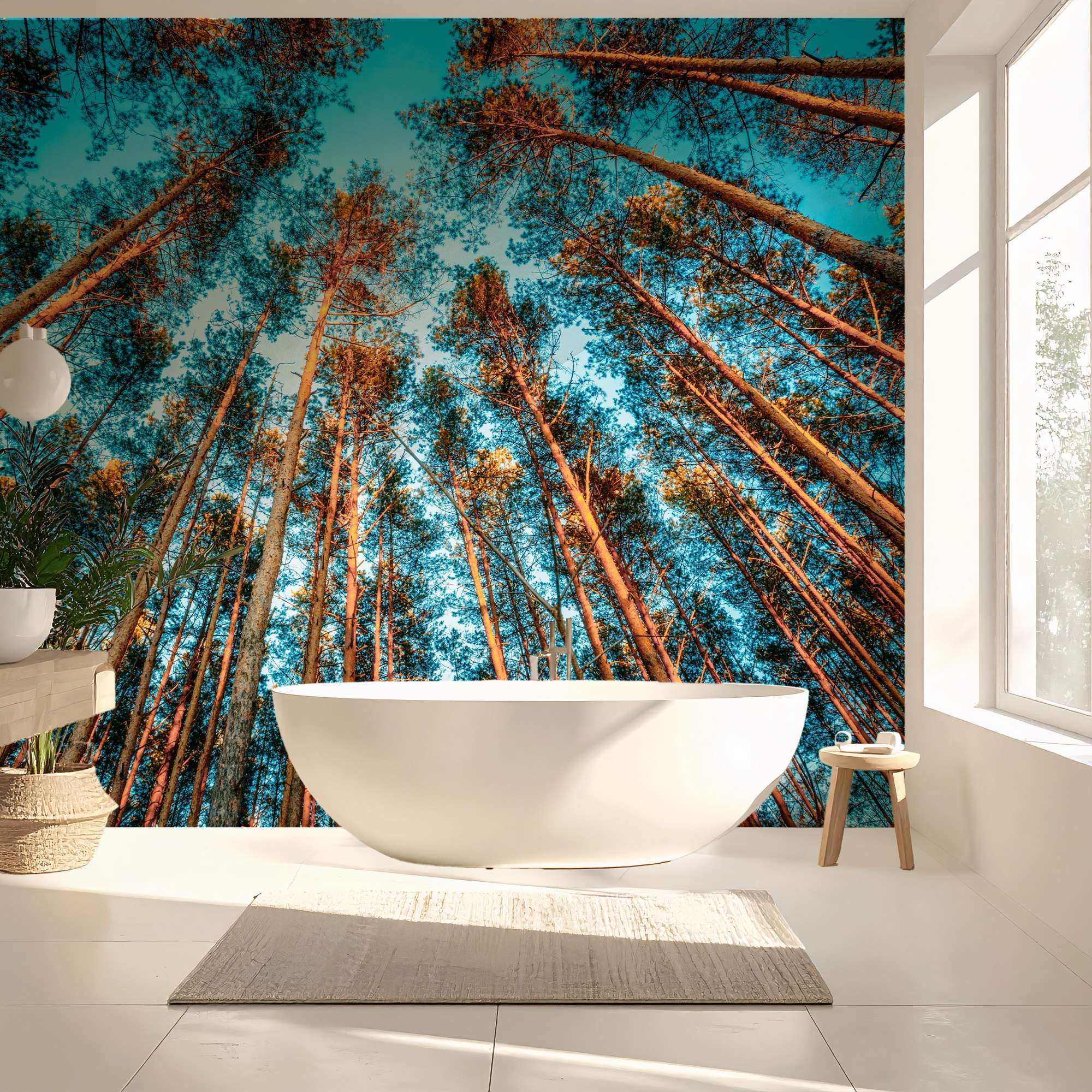Fotobehang Hoge Bomen met Opwaarts Perspectief
