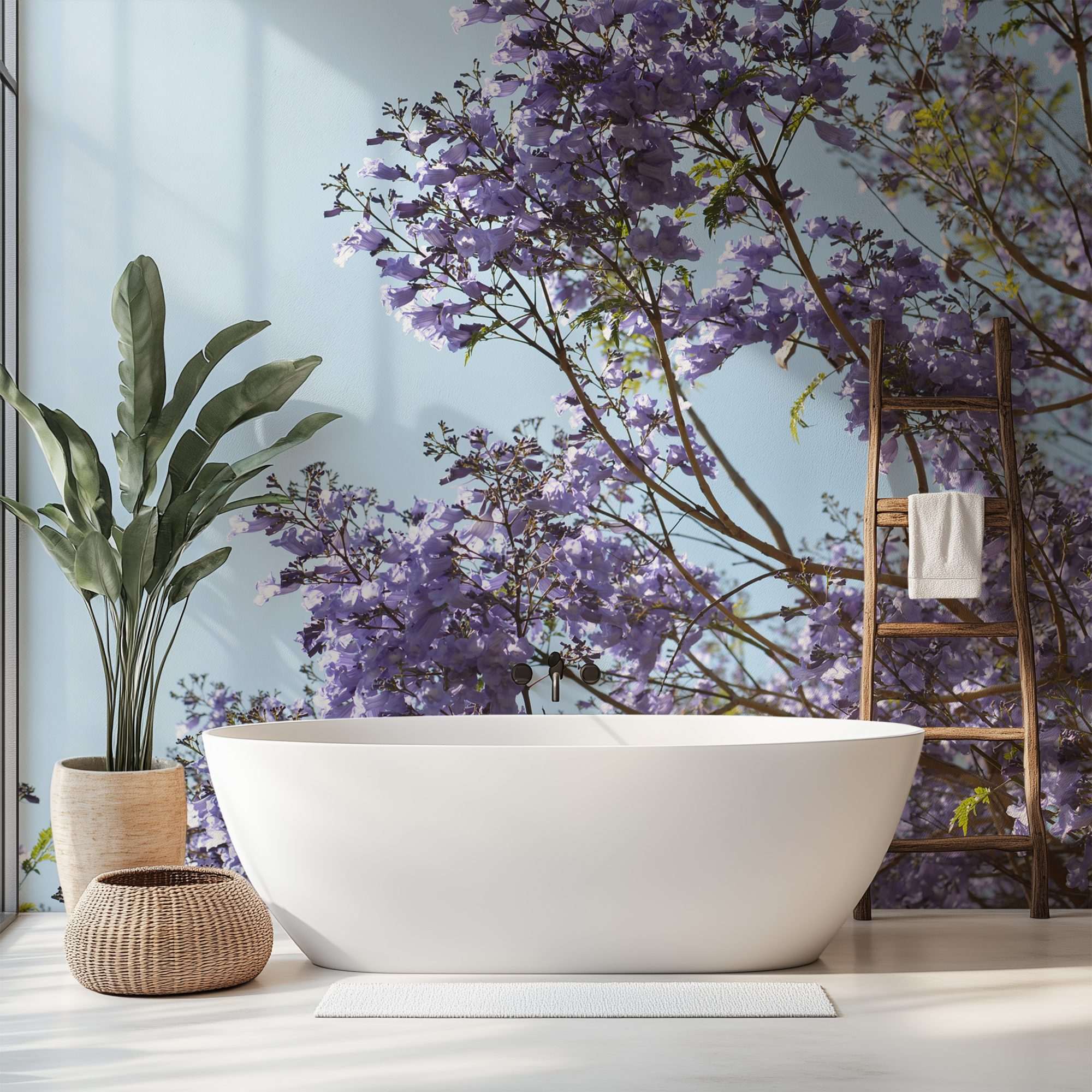 Fotobehang Bloeiende Hortensia tegen Blauwe Lucht