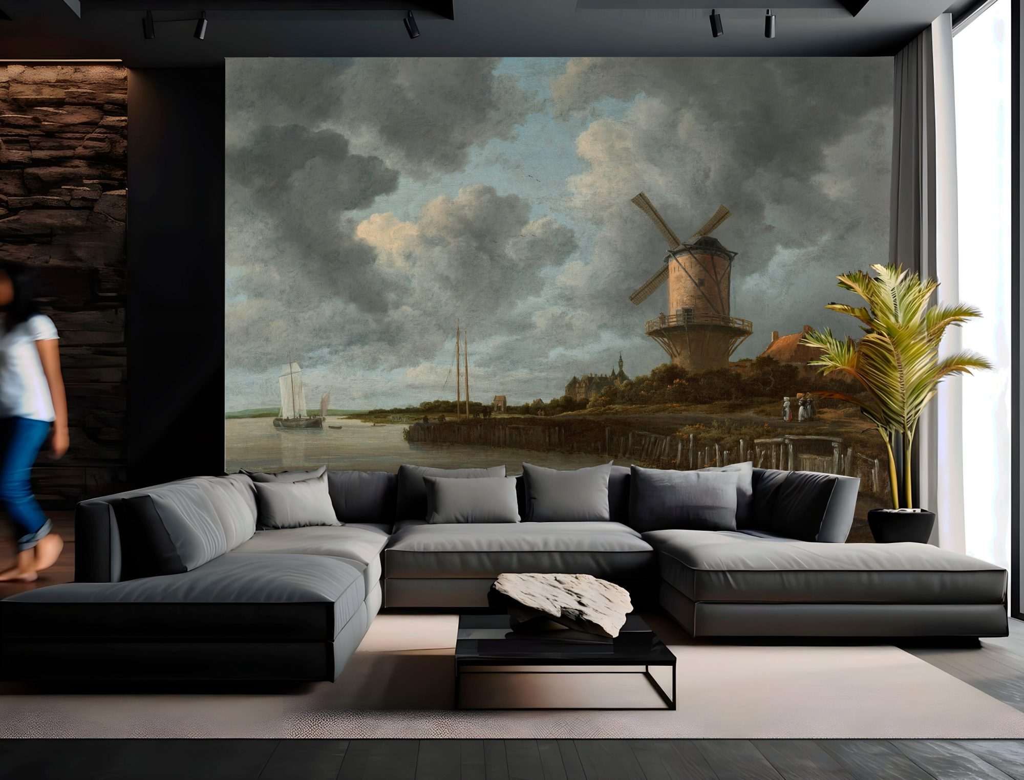 Fotobehang Molen bij Wijk bij Duurstede van Jacob Isaacksz. van Ruisdael uit het Rijksmuseum
