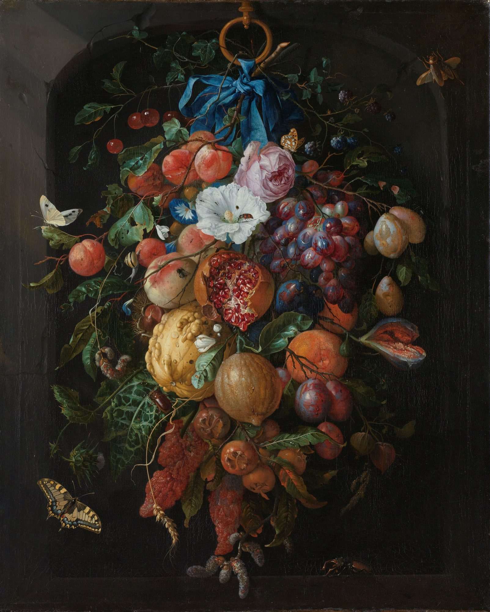 Fotobehang Festoen van Vruchten en Bloemen van Jan Davidsz. de Heem uit het Rijksmuseum - Afbeelding 2
