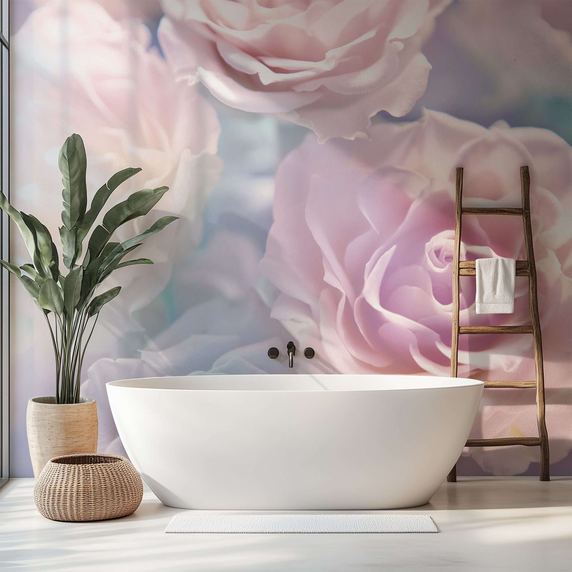 Fotobehang Pastel Roze Rozen Close-up