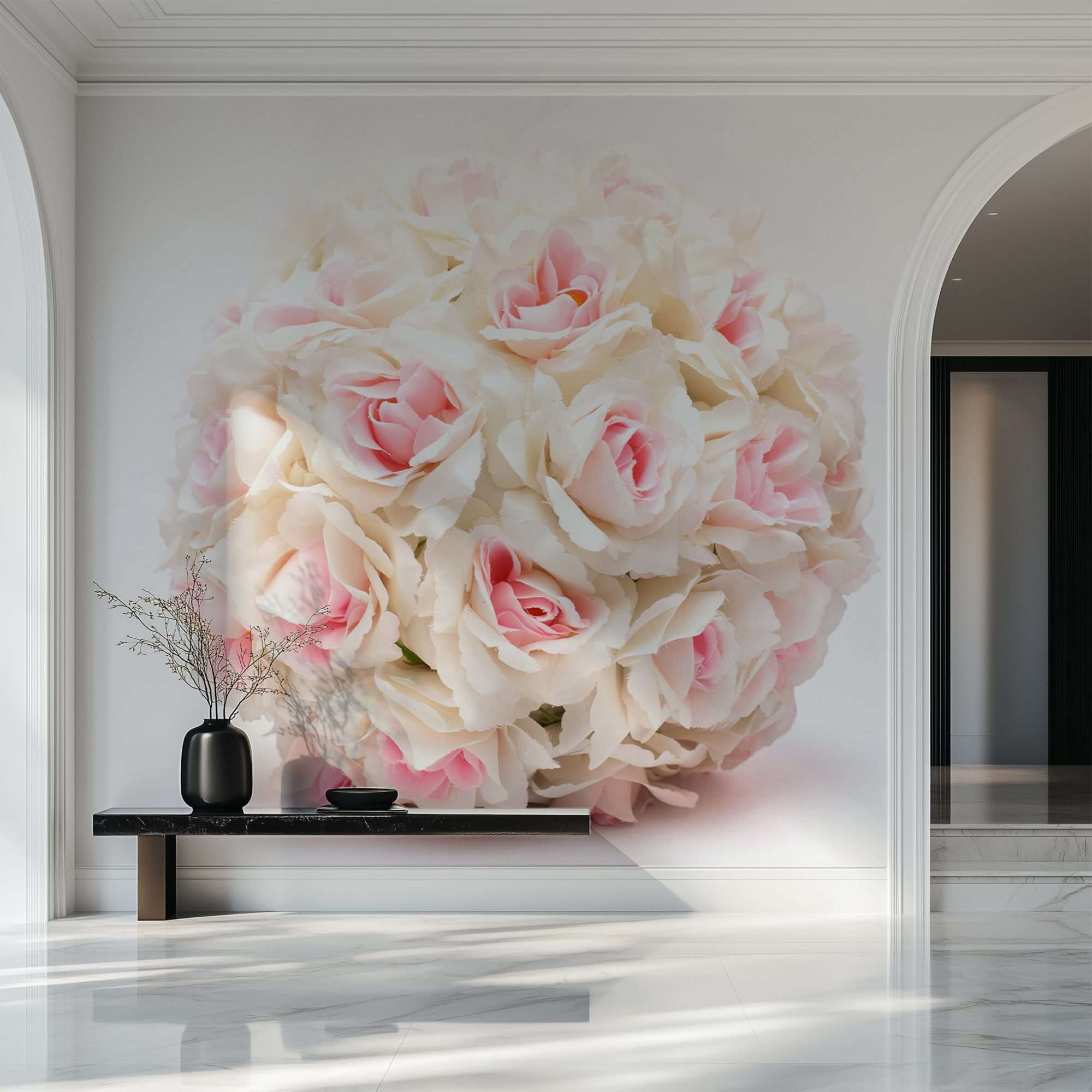 Fotobehang Roze Rozen Bruidsboeket