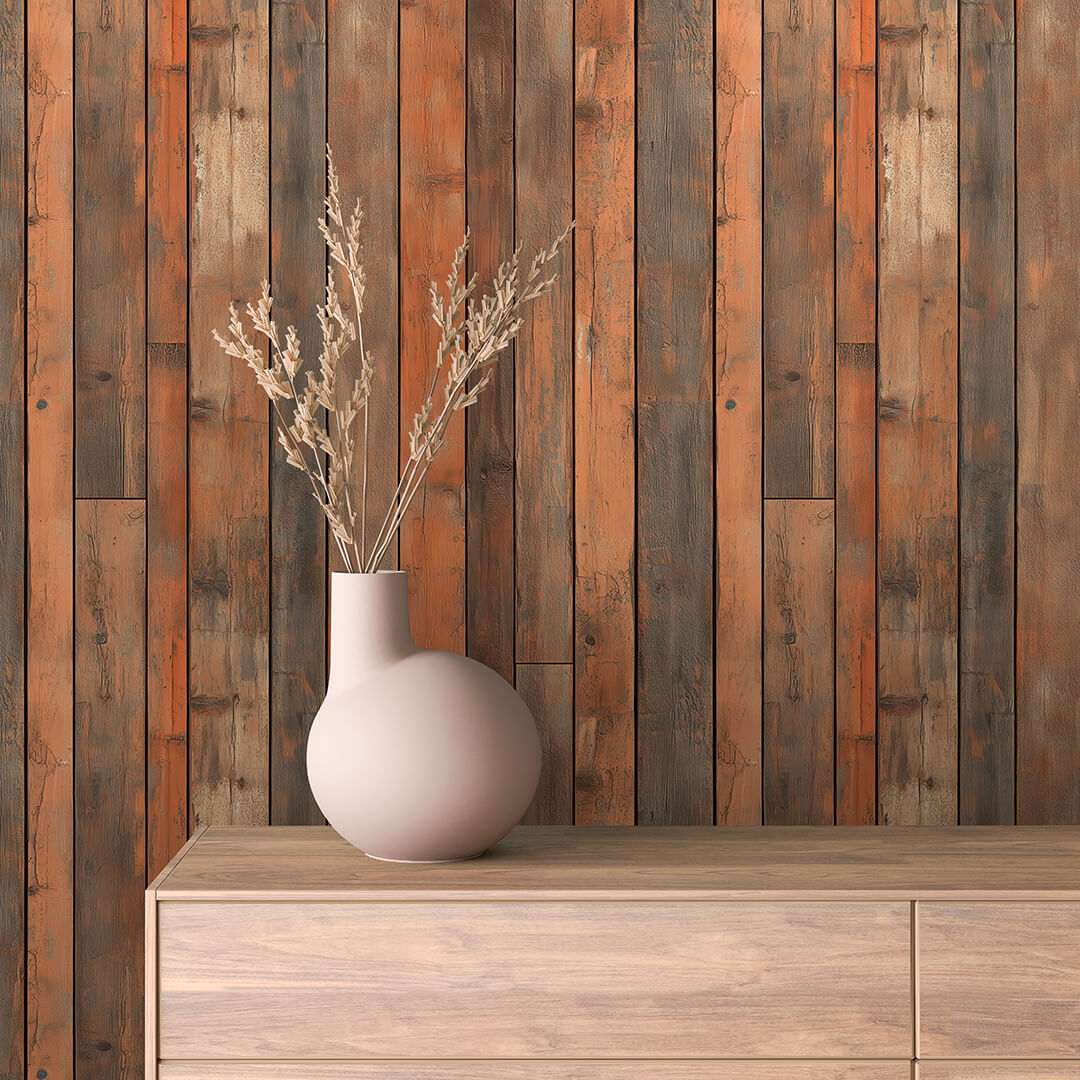 Fotobehang Rustieke Houten Planken met Verweerde Structuur