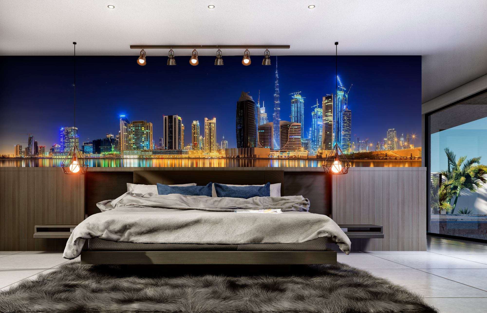 Fotobehang Skyline Gold Coast met Nachtreflectie