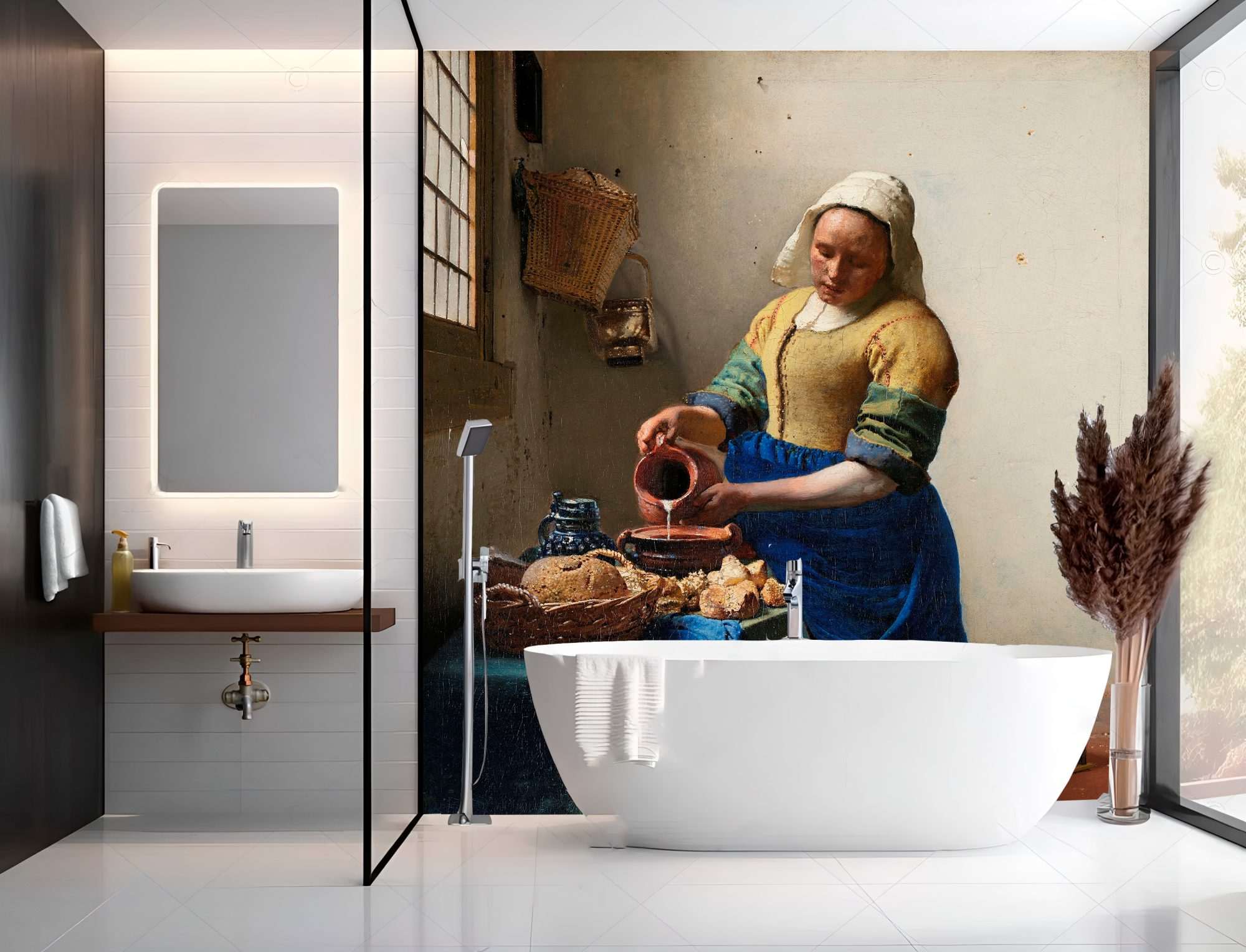 Fotobehang Het Melkmeisje van Johannes Vermeer uit het Rijksmuseum