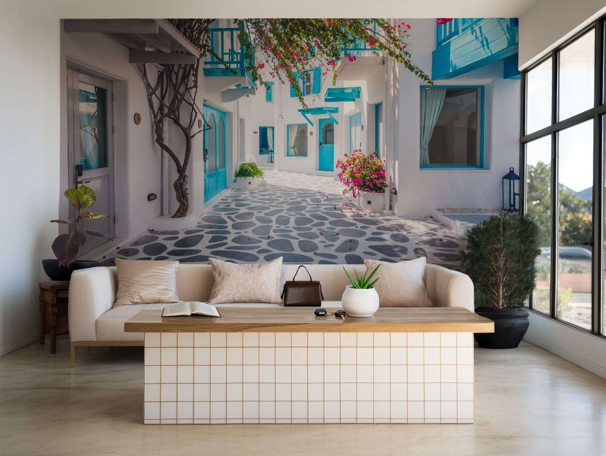 Fotobehang Grieks straatje op Mykonos