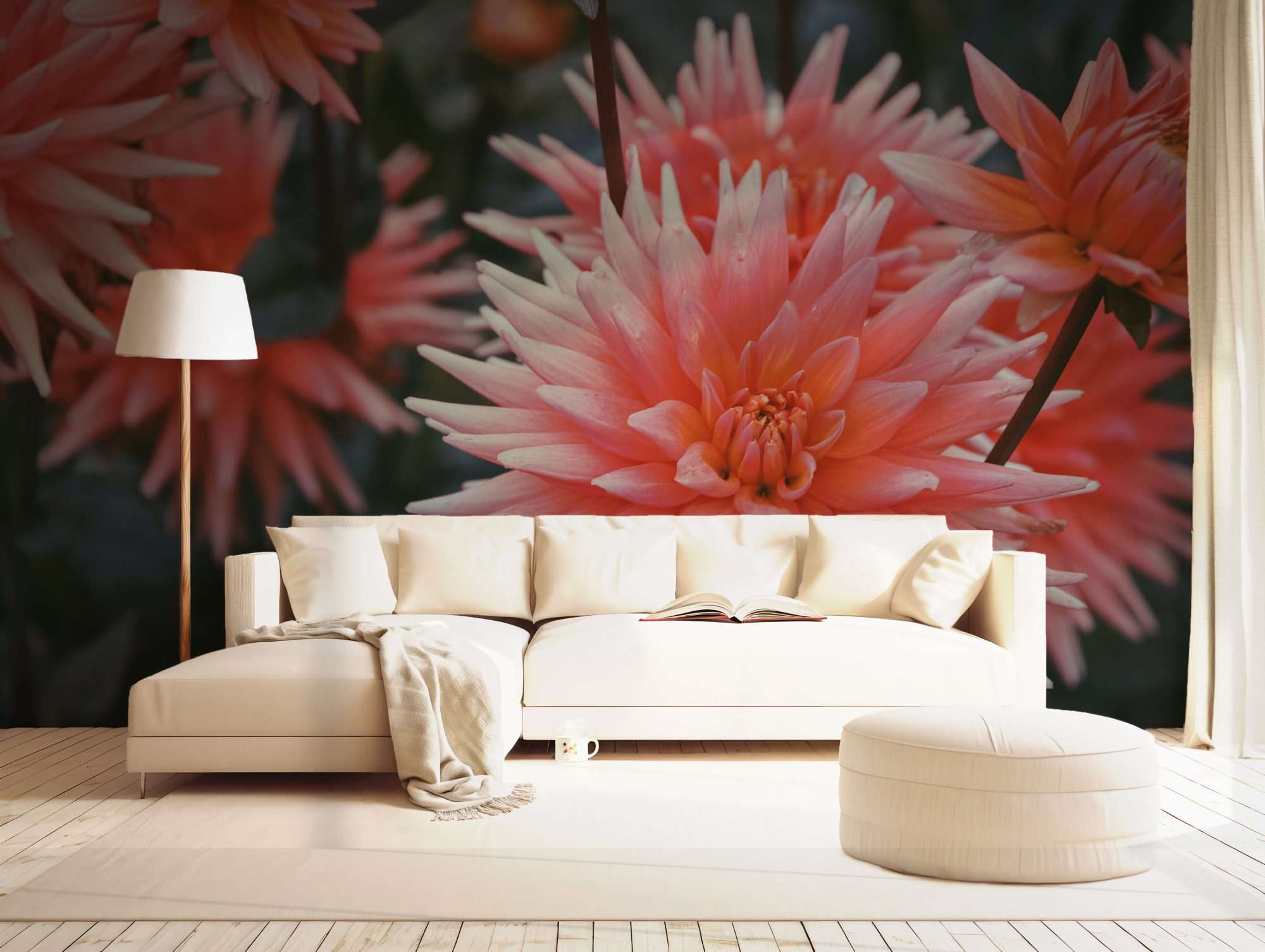 Rode dahlia, Dahlia, Rode bloem, Minimalistisch, Moderne kunst, Bloemen fotobehang, Botanisch, Luxe interieur