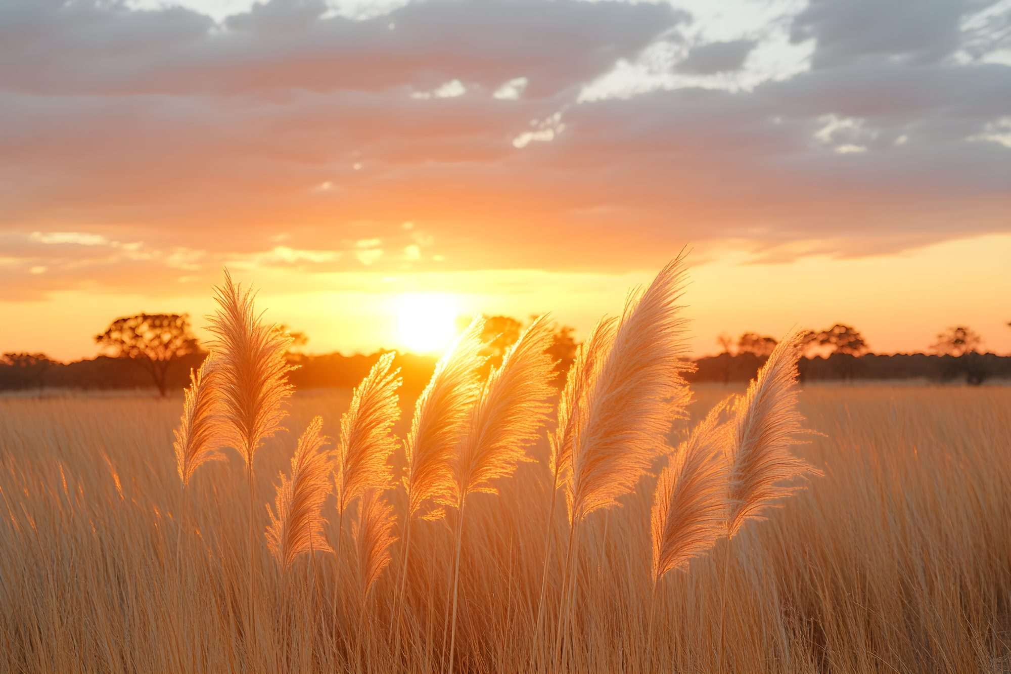 Fotobehang Zachte Pluimen bij Zonsondergang - Afbeelding 2