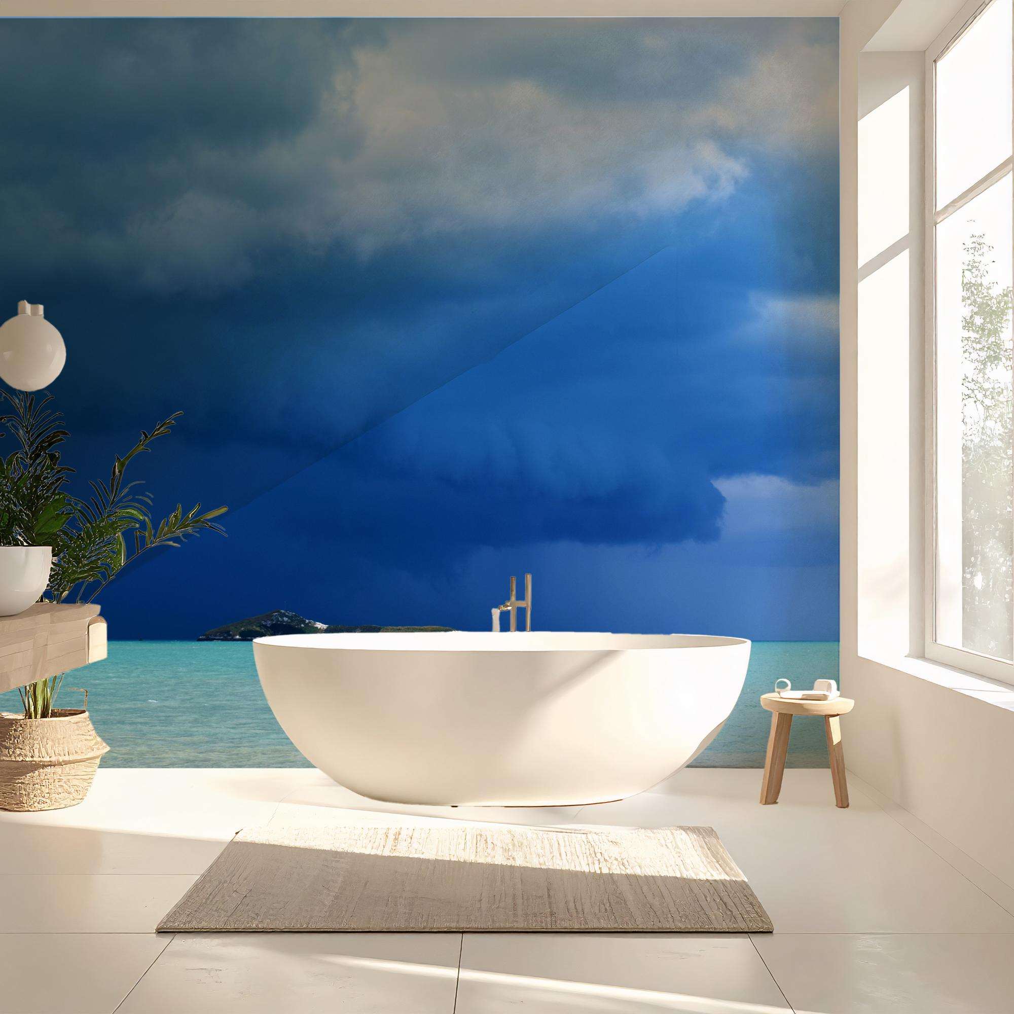 Fotobehang Zee met Donkere Stormlucht