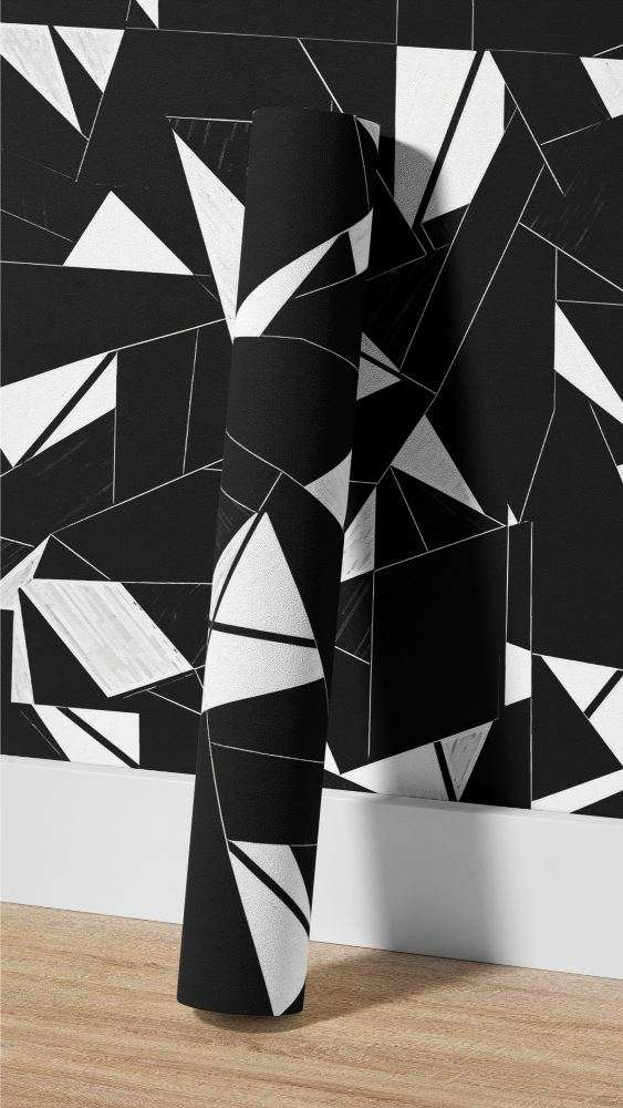Fotobehang Zwart Wit Abstracte Driehoeken
