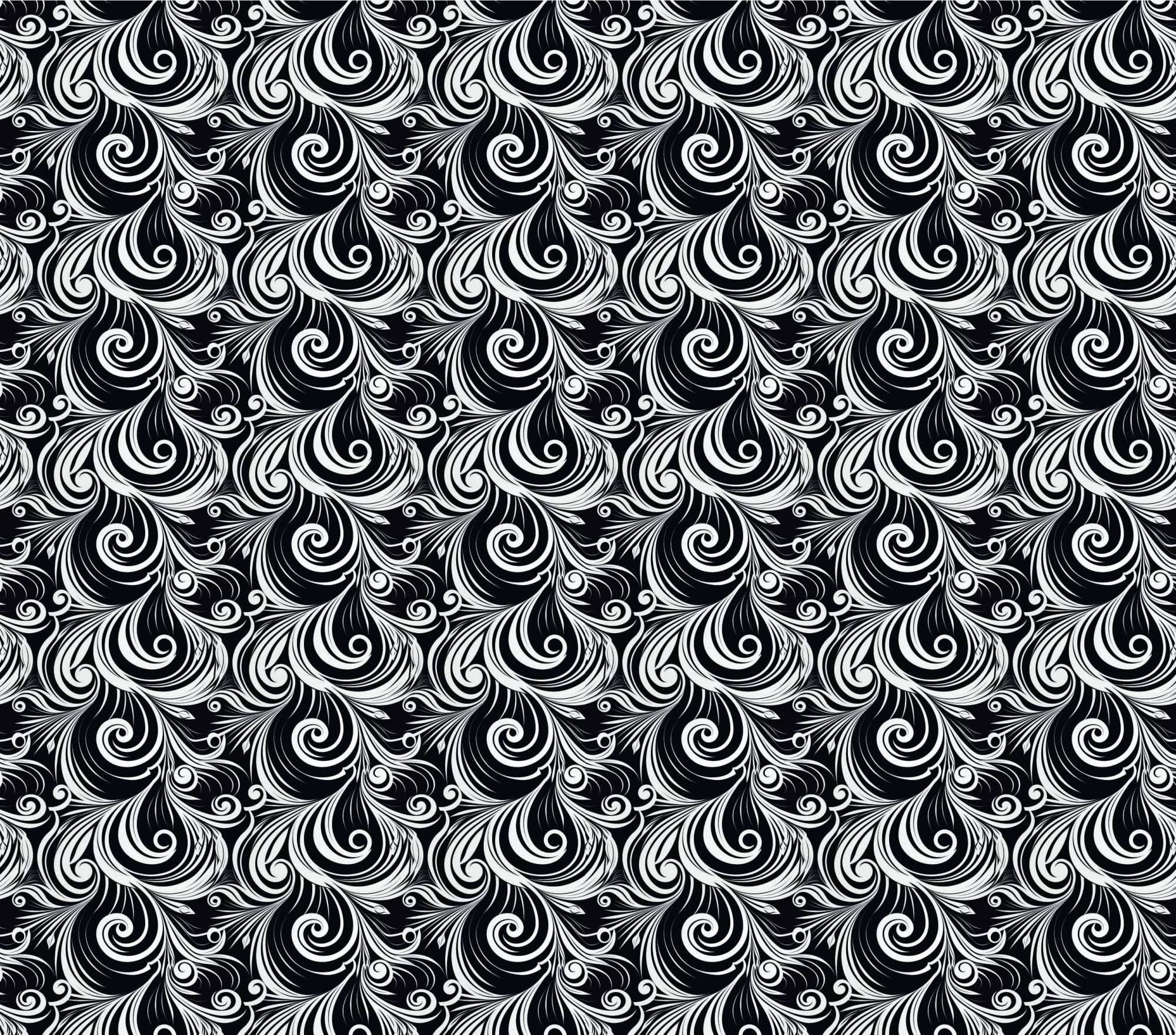 Fotobehang Zwart Wit Abstracte Krullen - Afbeelding 2