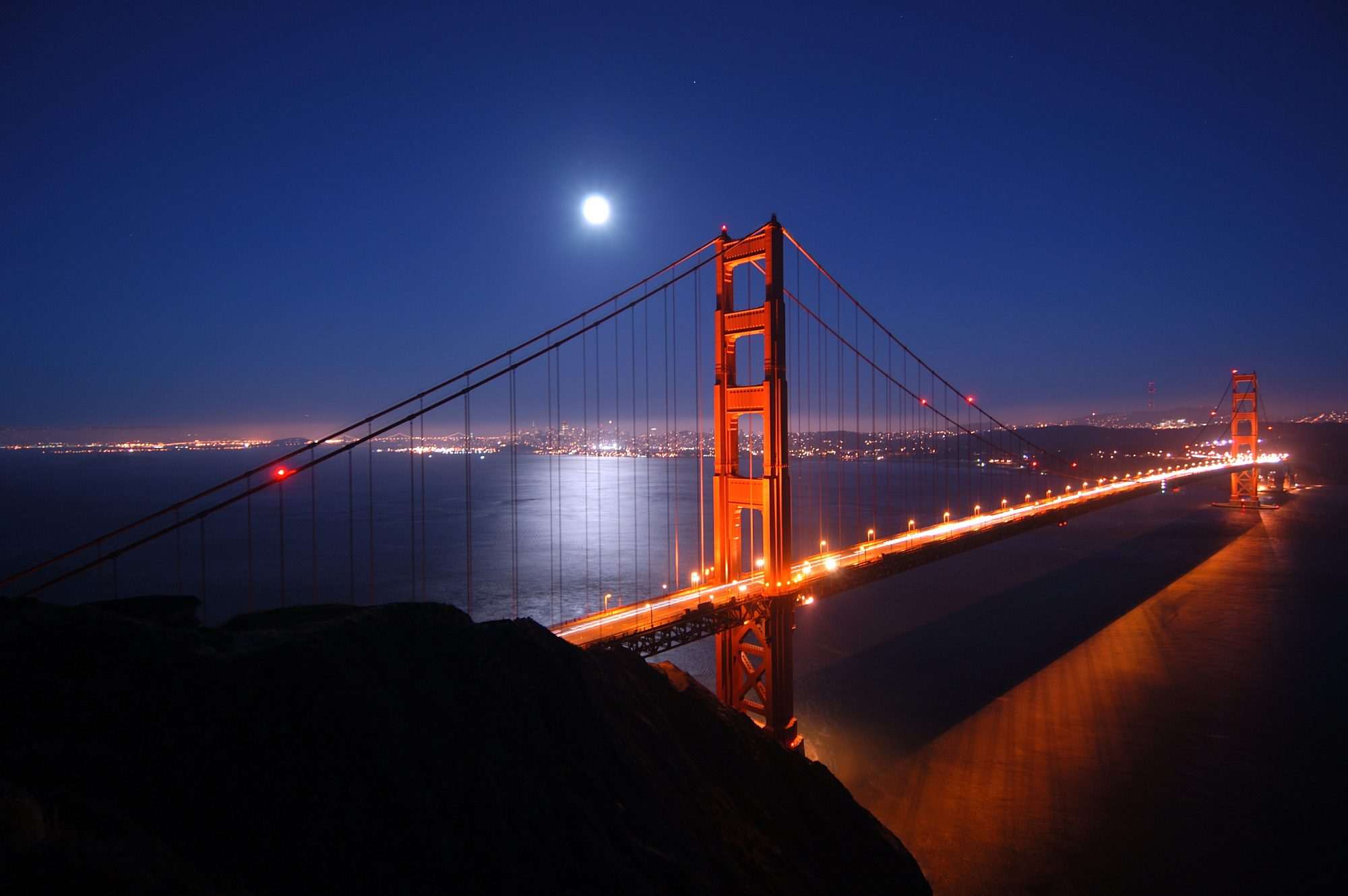 Fotobehang Golden Gate Bridge bij Nacht - Afbeelding 2