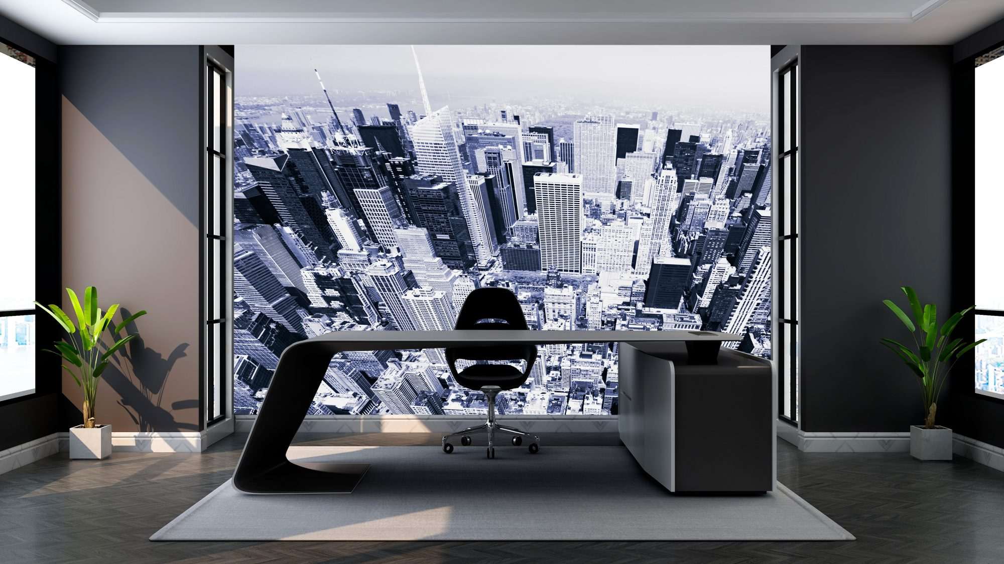 Fotobehang Zwart-Wit Luchtfoto van de Skyline van New York