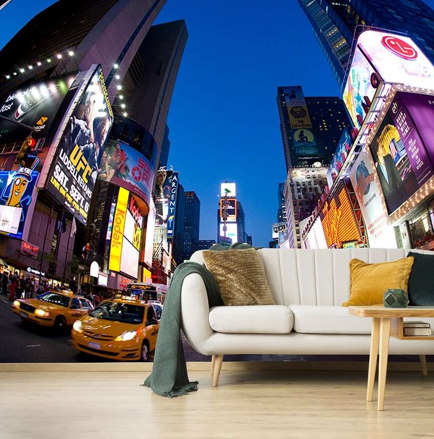Fotobehang Times Square New York bij Nacht