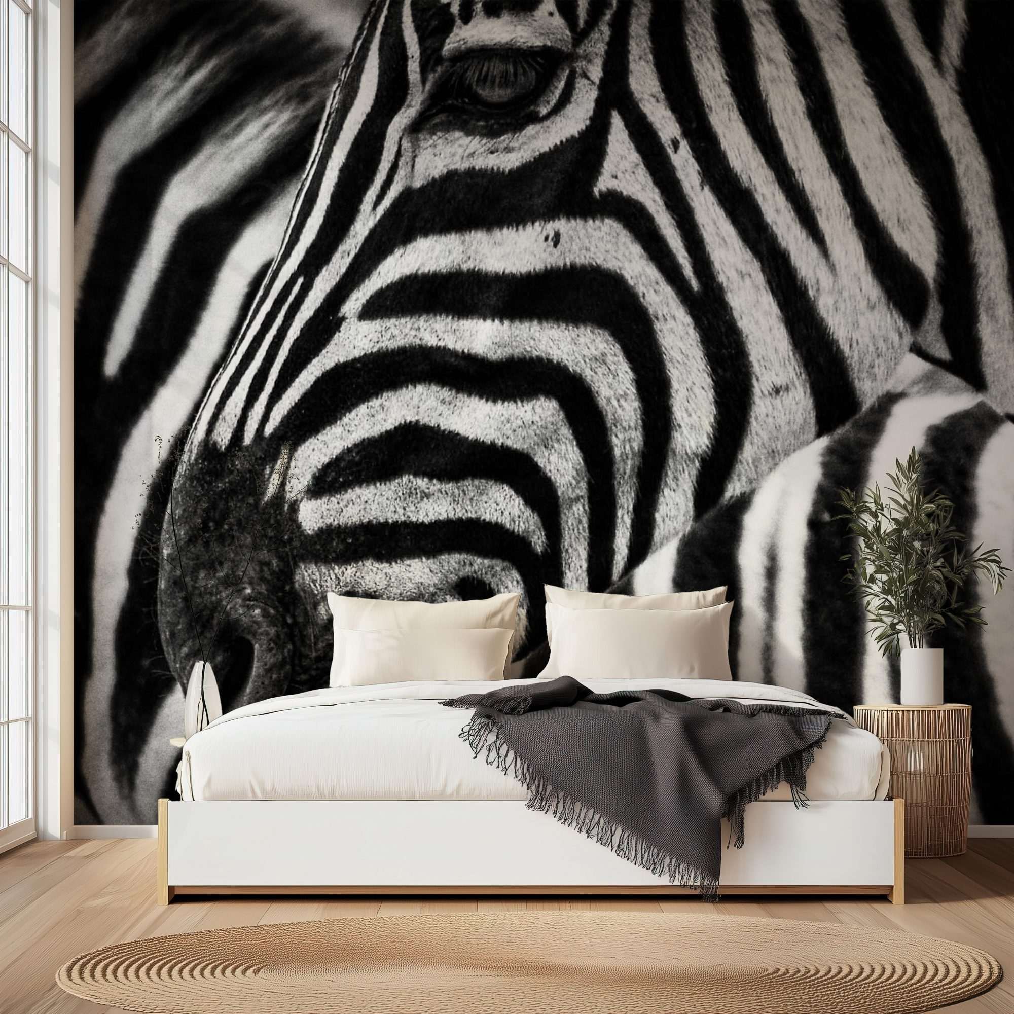 Fotobehang Zebra Patronen Zwart-Wit Close-up