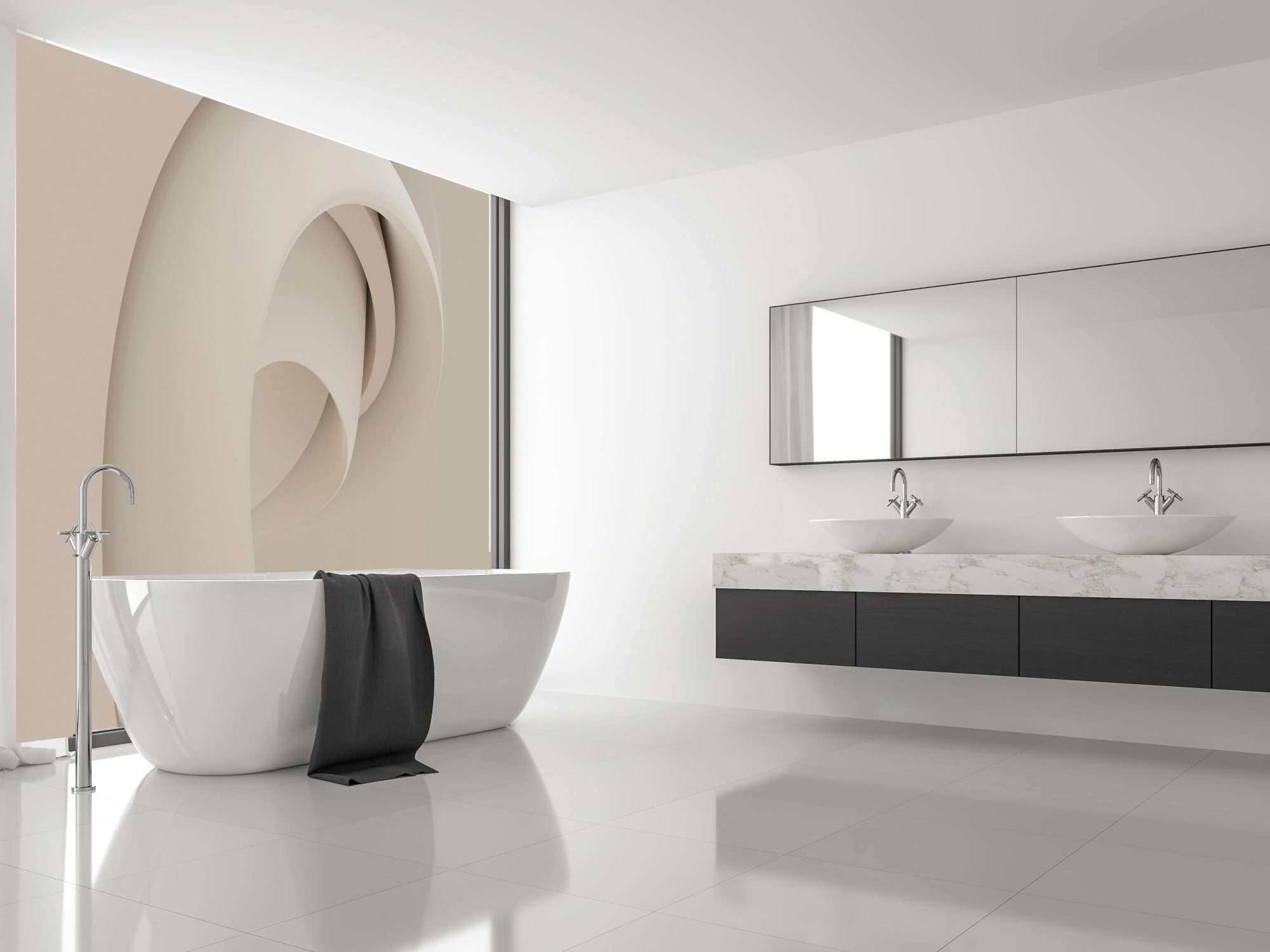 Fotobehang Abstracte Beige Vormen met 3D Structuur