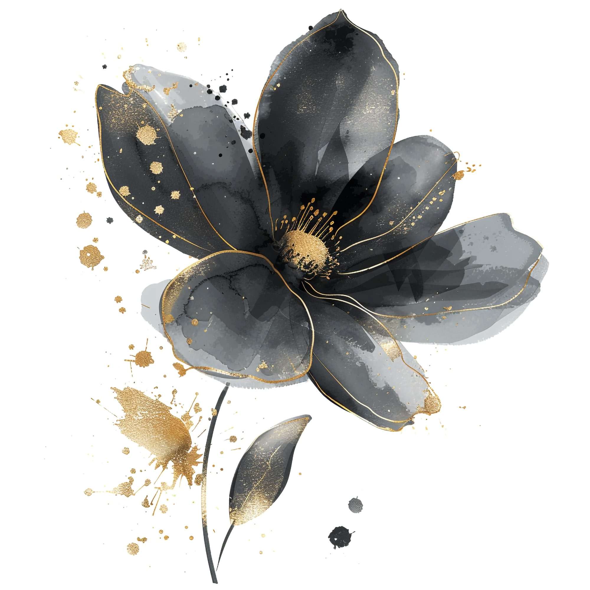 Fotobehang Grijze Bloem met Gouden Accenten - Afbeelding 2