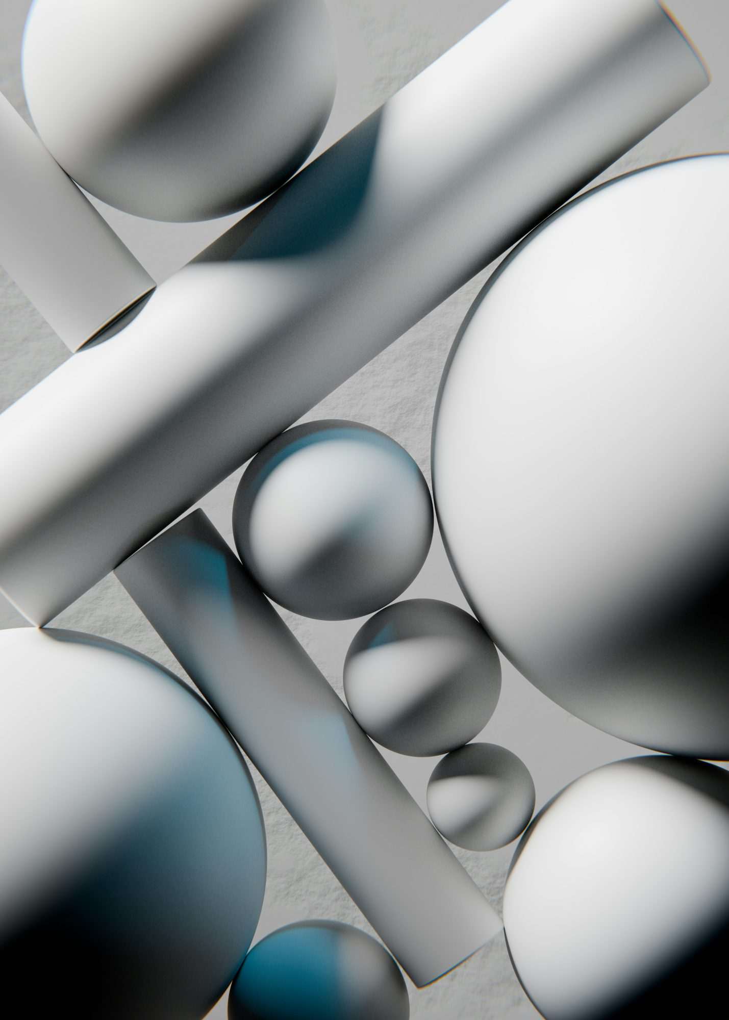 Fotobehang Abstracte 3D Vormen in Wit, Grijs en Blauw - Afbeelding 2