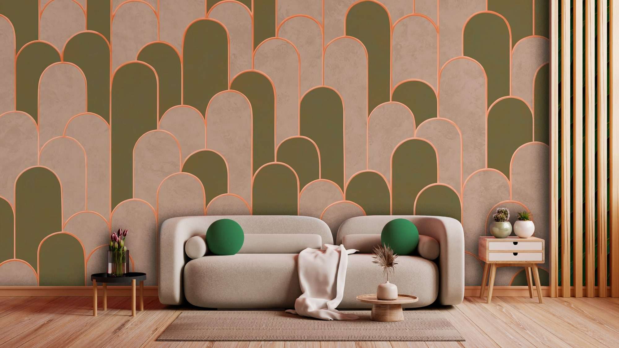 Fotobehang Boho Bogen in Terracotta en Beige