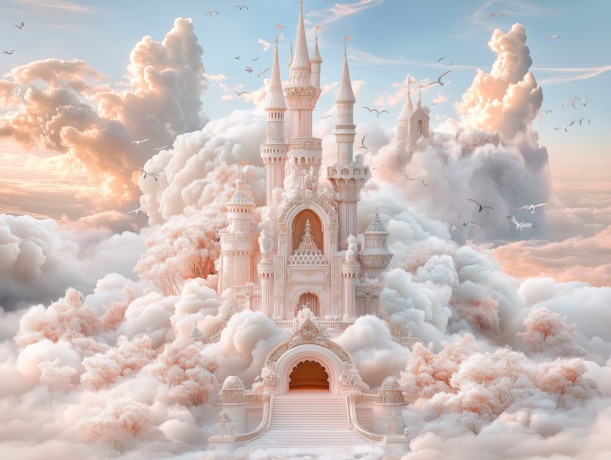 Fotobehang Sprookjeskasteel in de Wolken - Afbeelding 2