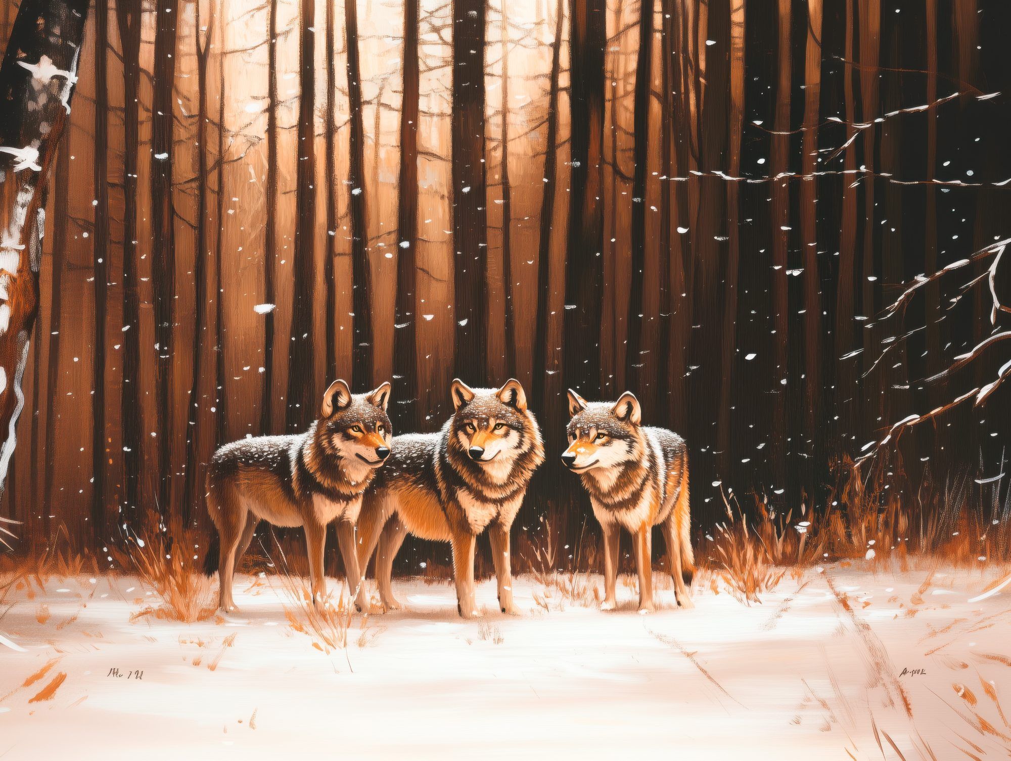 Fotobehang Wolven in Winterbos voor de Kinderkamer - Afbeelding 2