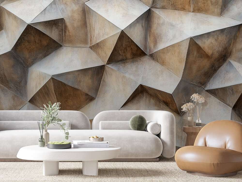 Fotobehang Geometrische Houtstructuur 3D